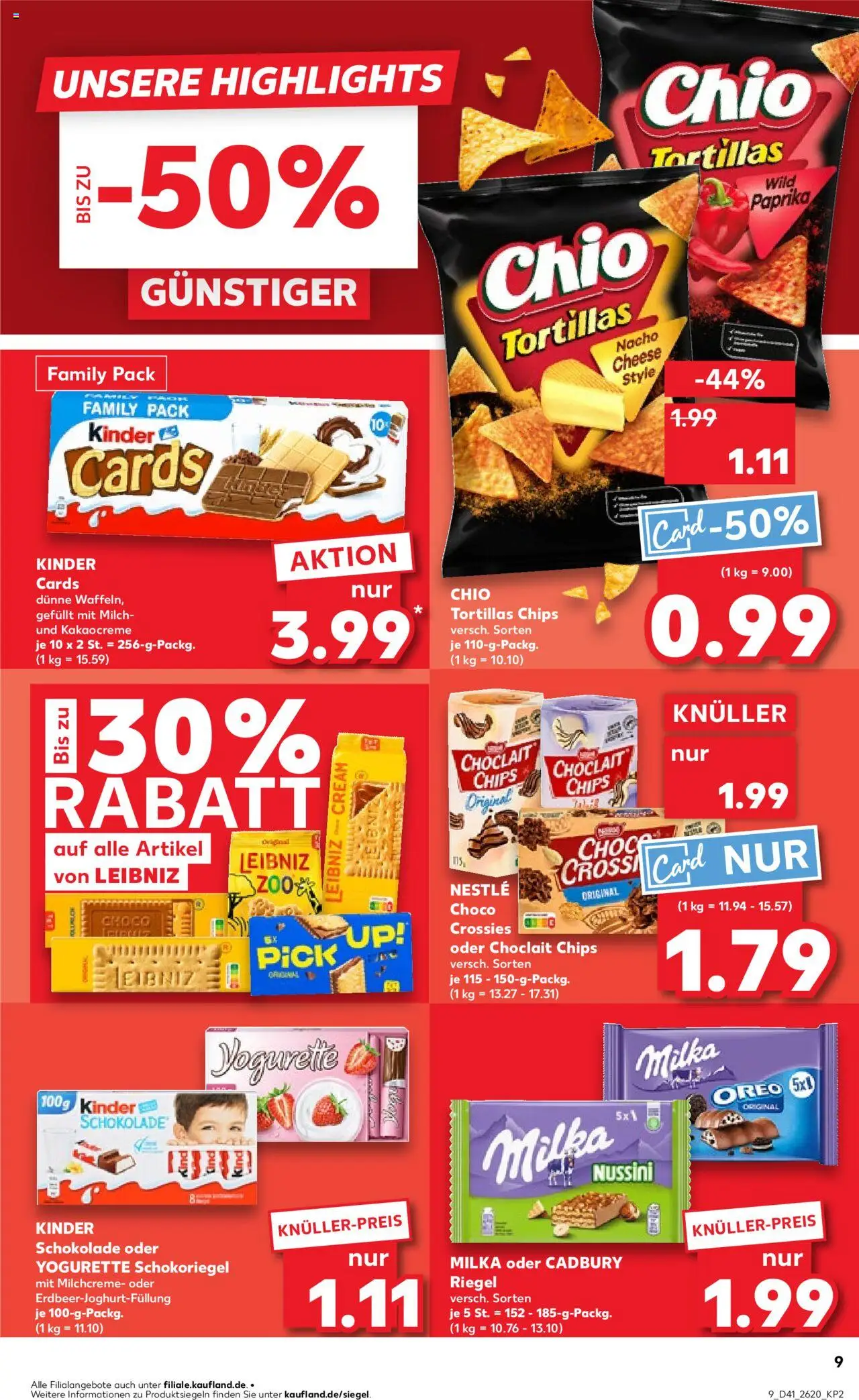 Kaufland prospekt Zeitz	 – gültig ab 09.10.2025 | Seite: 9 | Produkte: Kinder schokolade, Milch, Schokolade, Chips