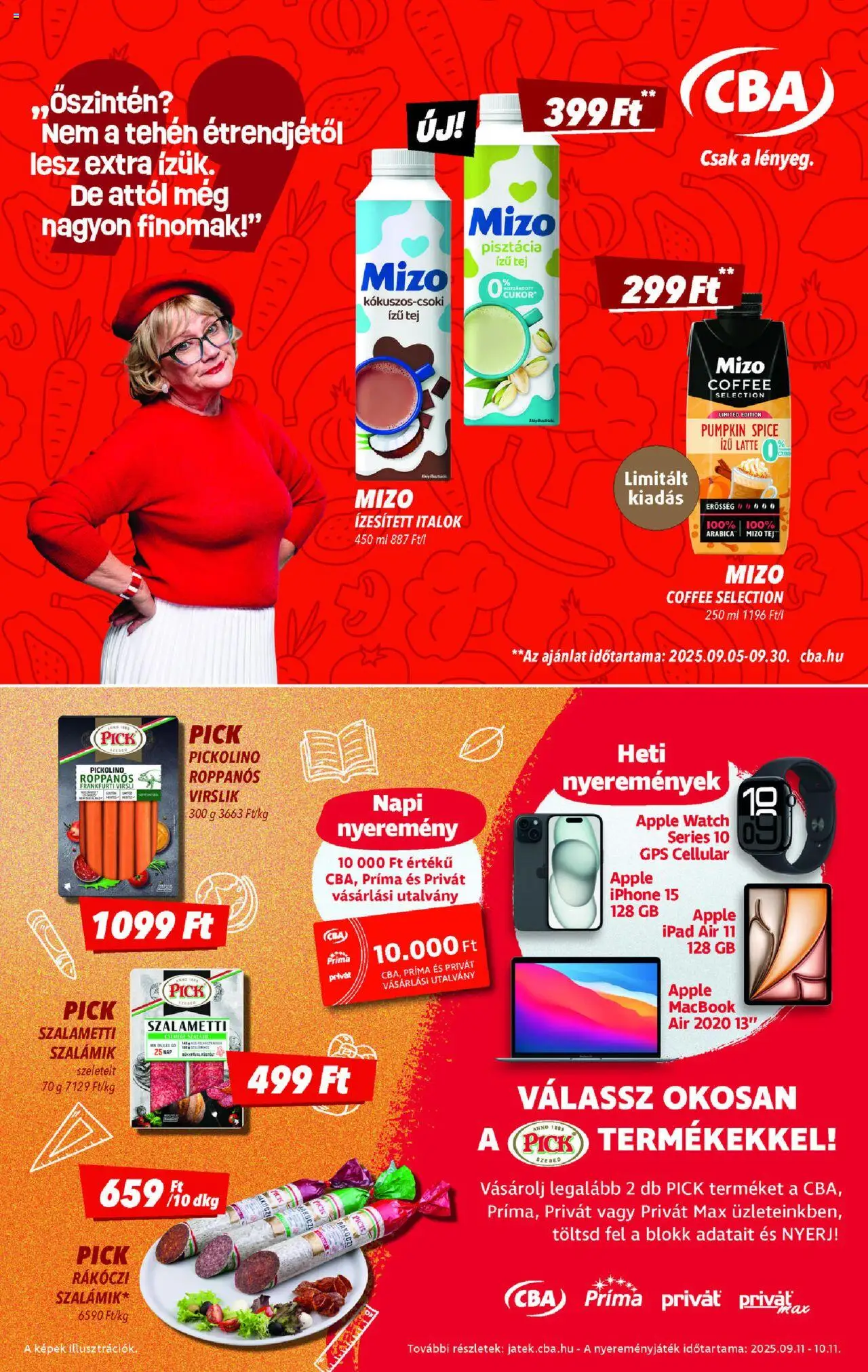 CBA akciós ujság - amely érvényes a következő dátumtól: 11.09.2025 | Oldal: 4 | Termékek: Iphone, Frankfurti virsli, Tej, Cukor