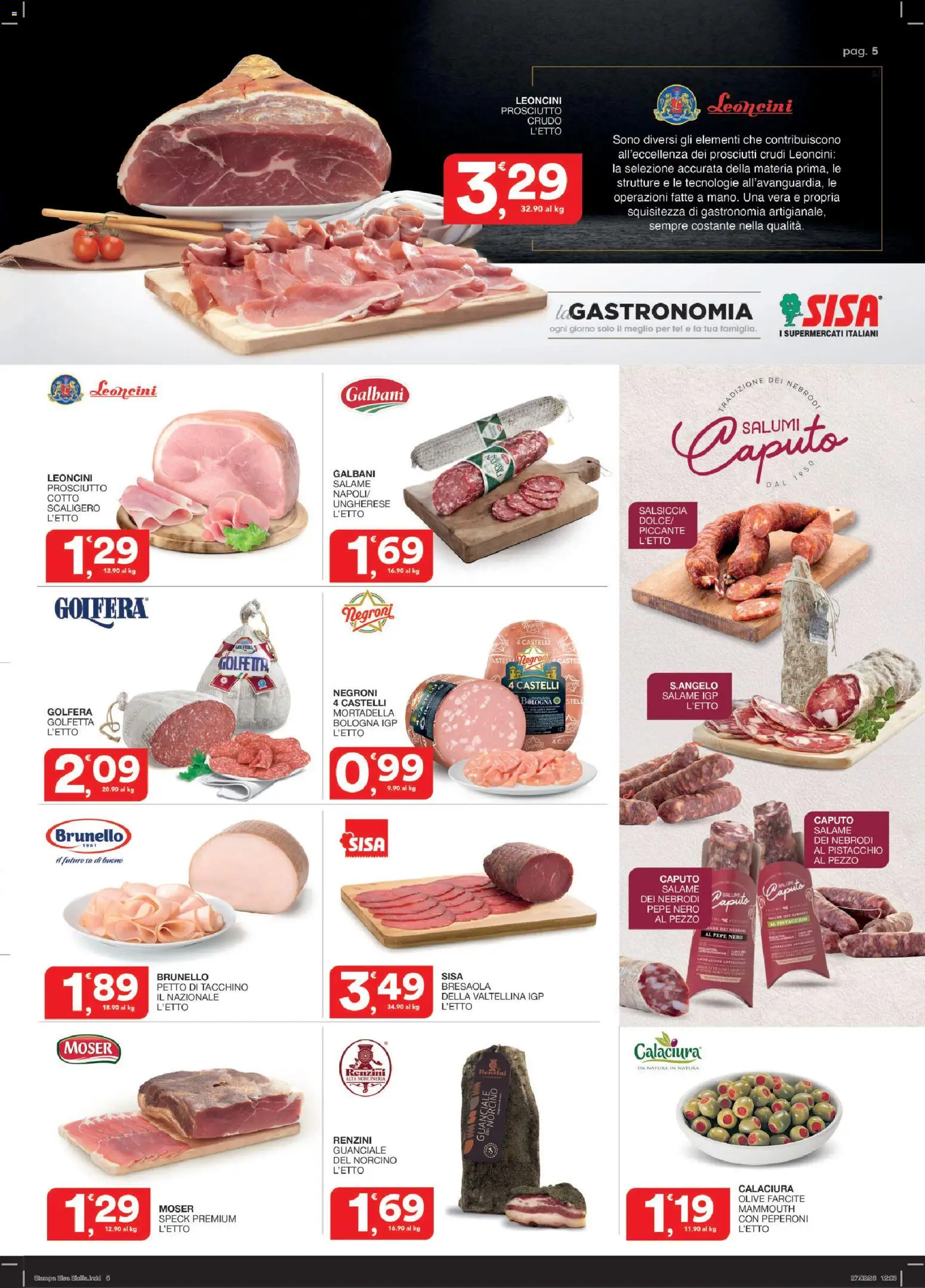 Volantino SISA del 12.03.2026 | Pagina: 5 | Prodotti: Prosciutto Crudo, Salame, Salsiccia, Mortadella
