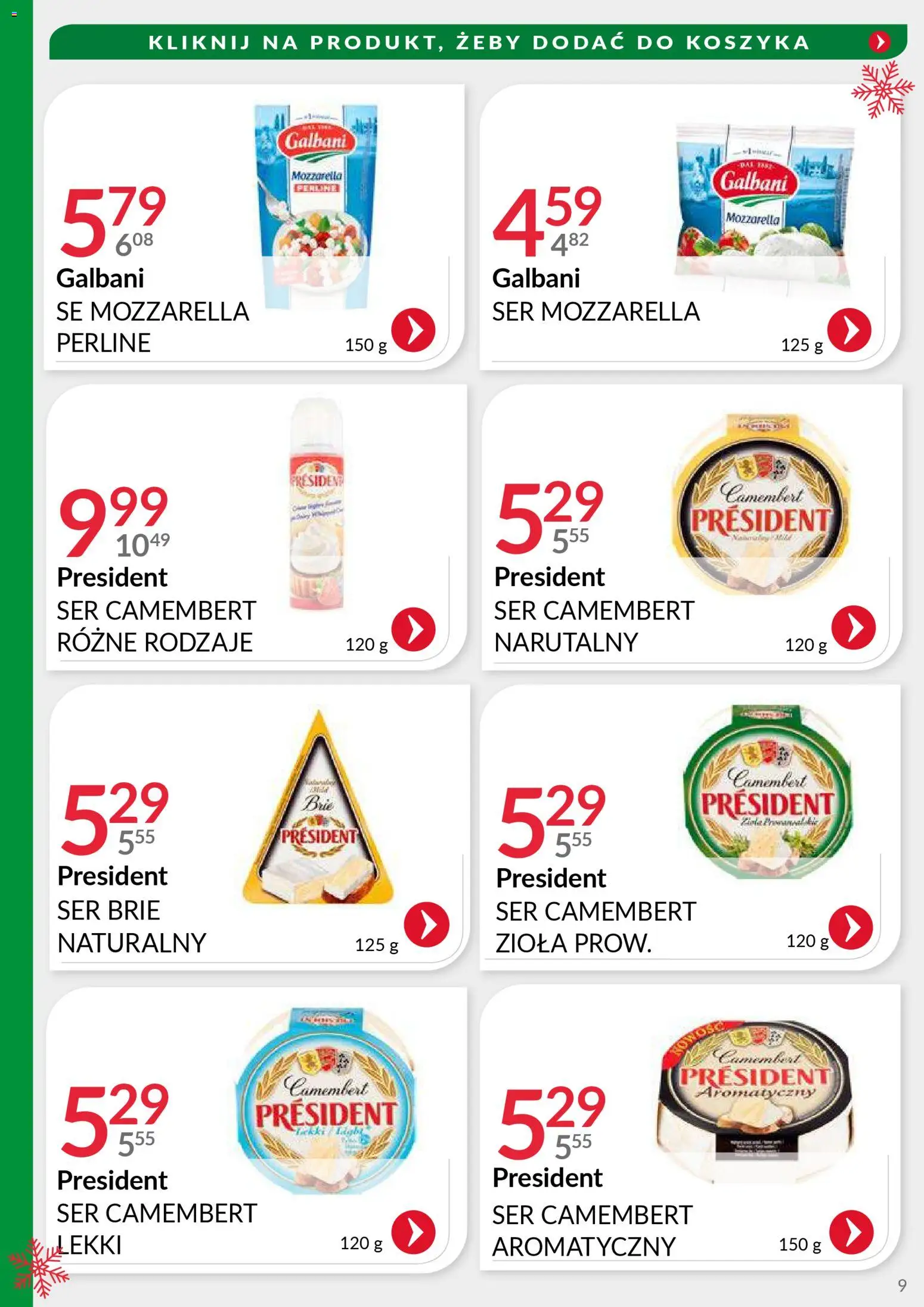 Eurocash Gazetka - Oferta Handlowa MR Południowy Wschód od 24.11.2025 | Strona: 9 | Produkty: Ser camembert, Ser, Mozzarella, Ser brie