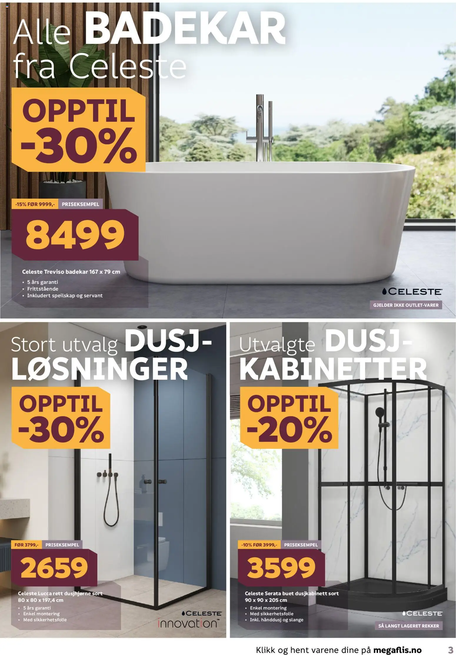 {H1} | Side: 3 | Produkter: Badekar, Servant, Dusj, Speilskap