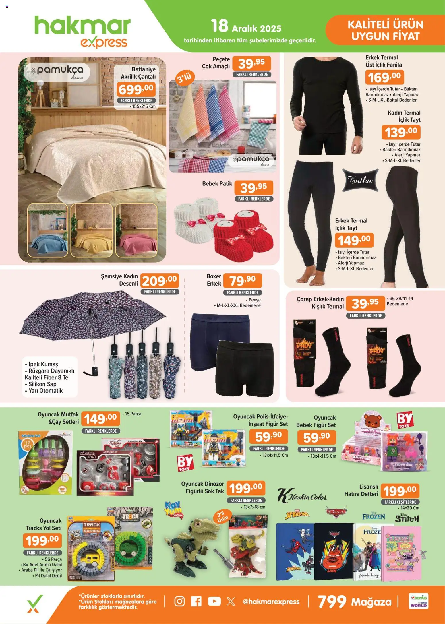 Hakmar Express Perşembe Aktüel Ürünler - 18.12.2025 tarihinden itibaren geçerlidir | Sayfa: 2 | Ürünler: Battaniye, Pil, Çorap, Şemsiye