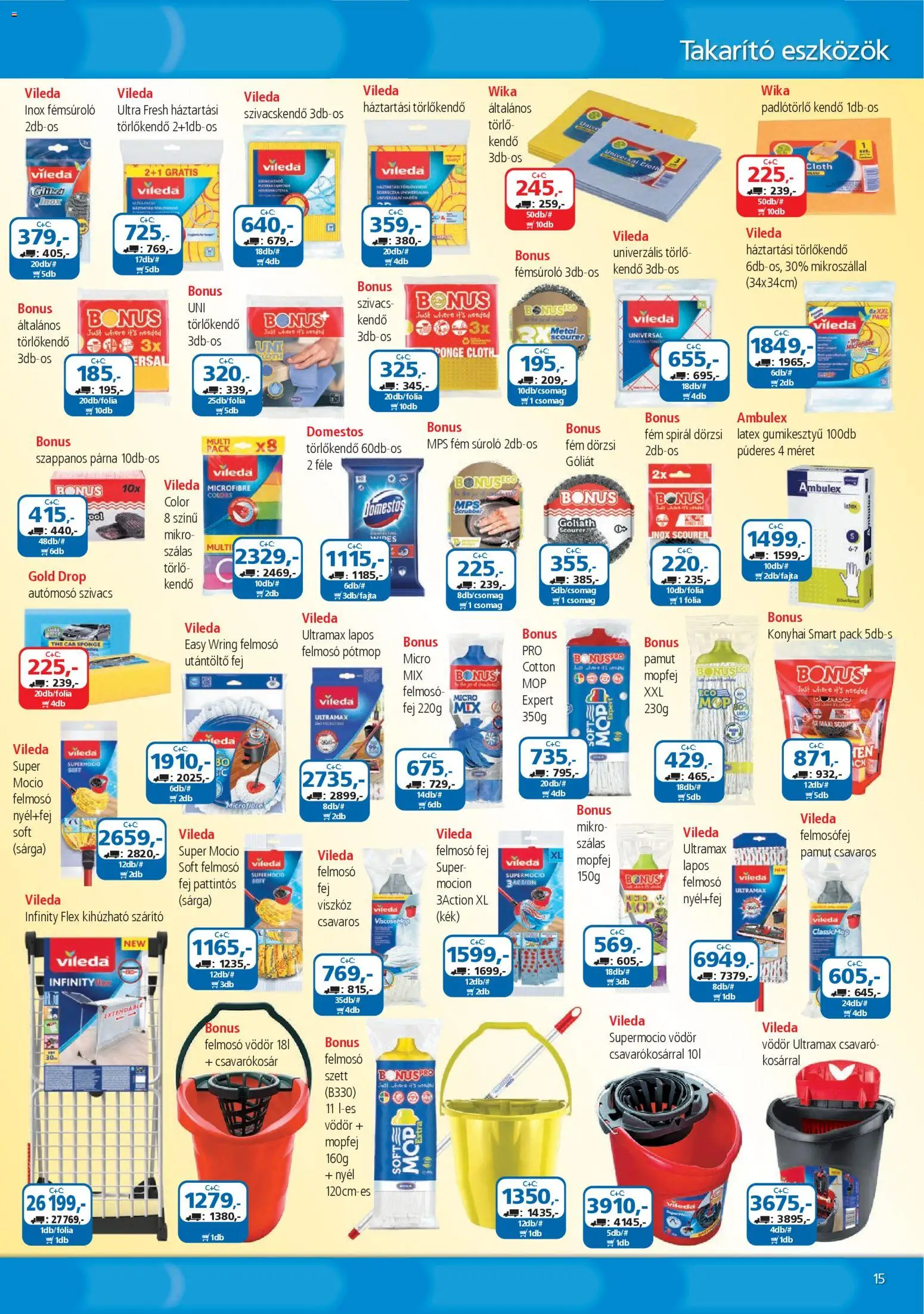ÁRKLUB akciós ujság - amely érvényes a következő dátumtól: 01.11.2025 | Oldal: 15 | Termékek: Felmosó, Törlőkendő, Párna, Vileda