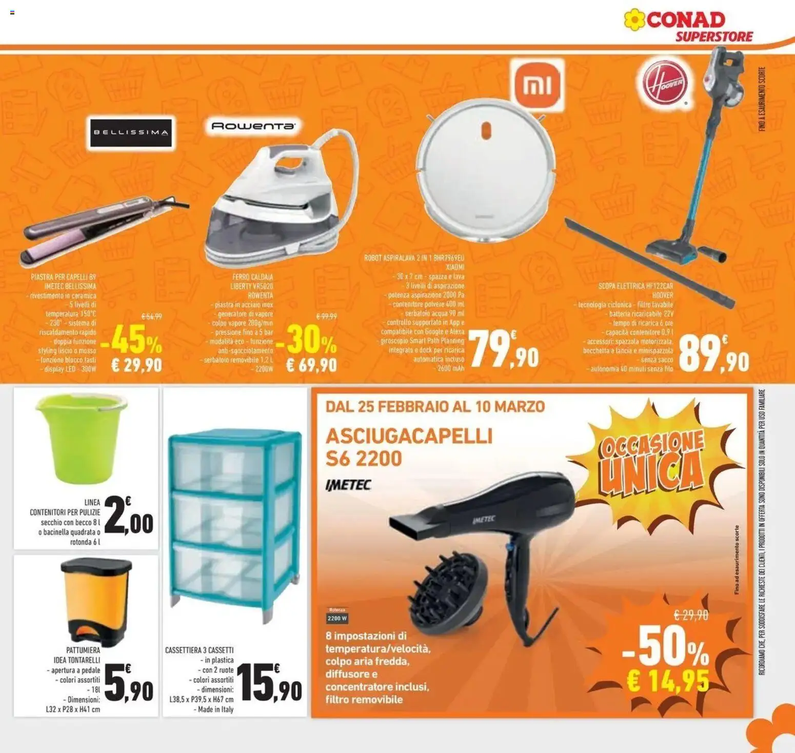 Volantino Conad del 25.02.2026 | Pagina: 29 | Prodotti: Xiaomi, Scopa elettrica, Generatore, Asciugacapelli