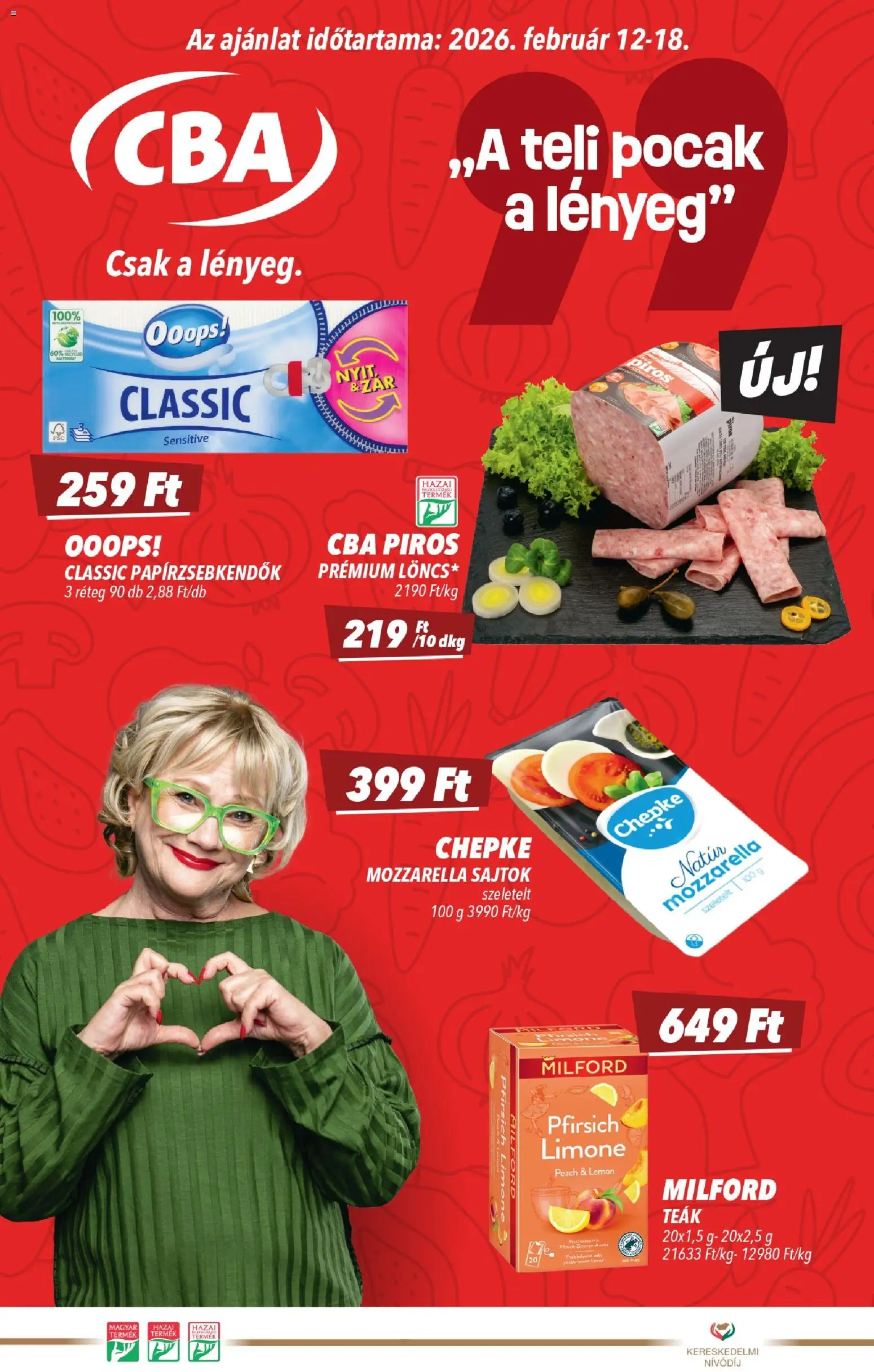 CBA akciós ujság - amely érvényes a következő dátumtól: 12.02.2026 | Oldal: 1