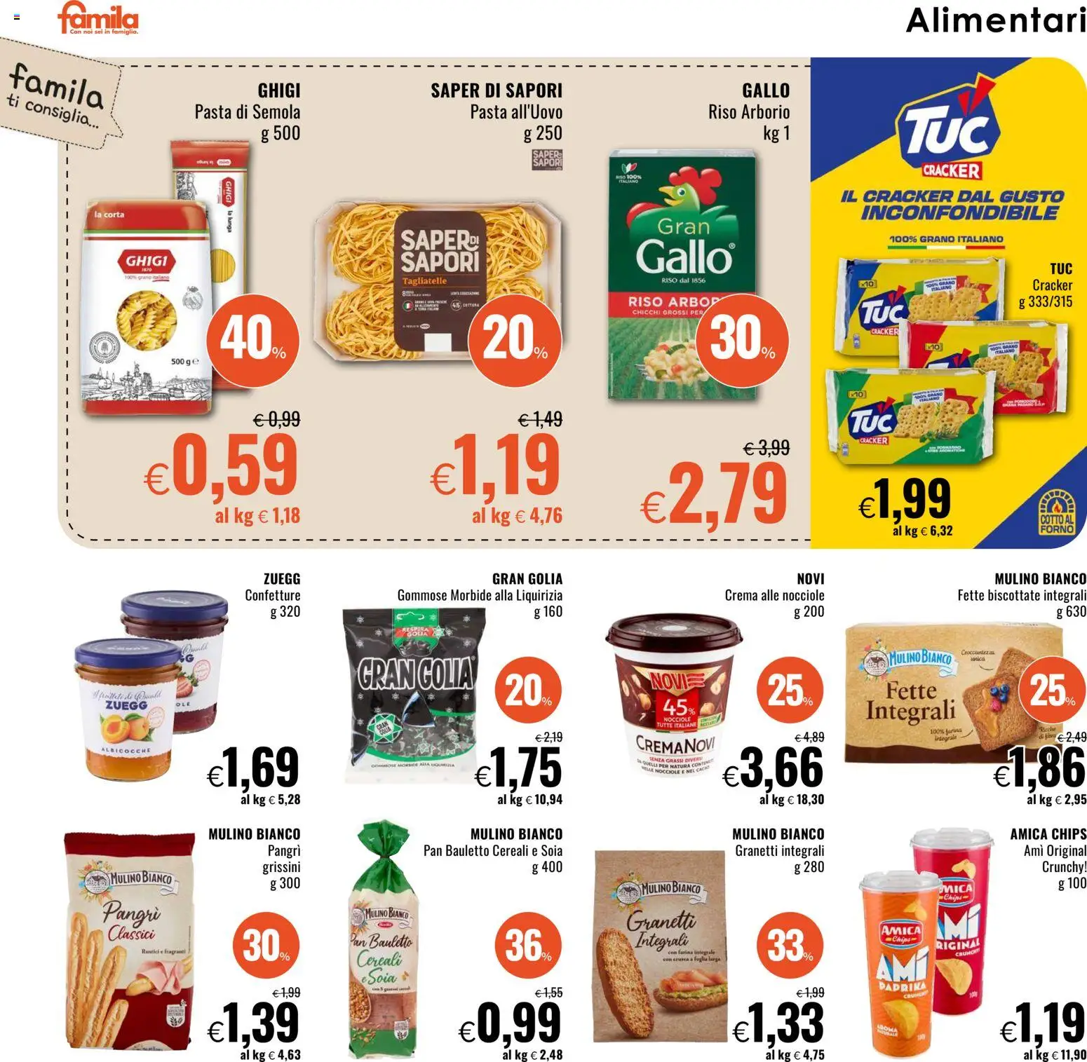Volantino Famila del 13.11.2025 | Pagina: 18 | Prodotti: Farina, Albicocche, Forno, Rustici