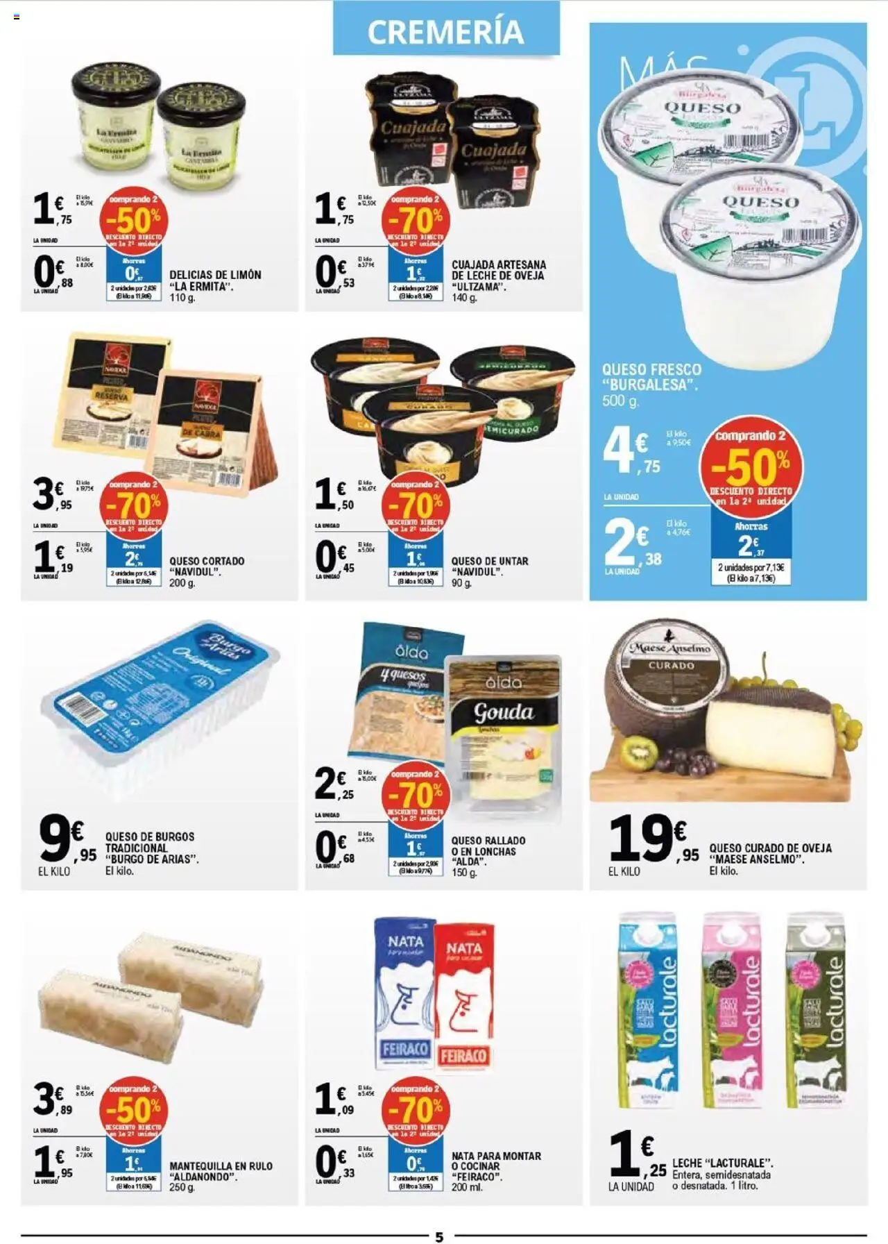 E.Leclerc folleto │ válido desde el 03.09.2025 | Página: 5 | Productos: Leche, Queso, Queso rallado, Συσκευή ροής