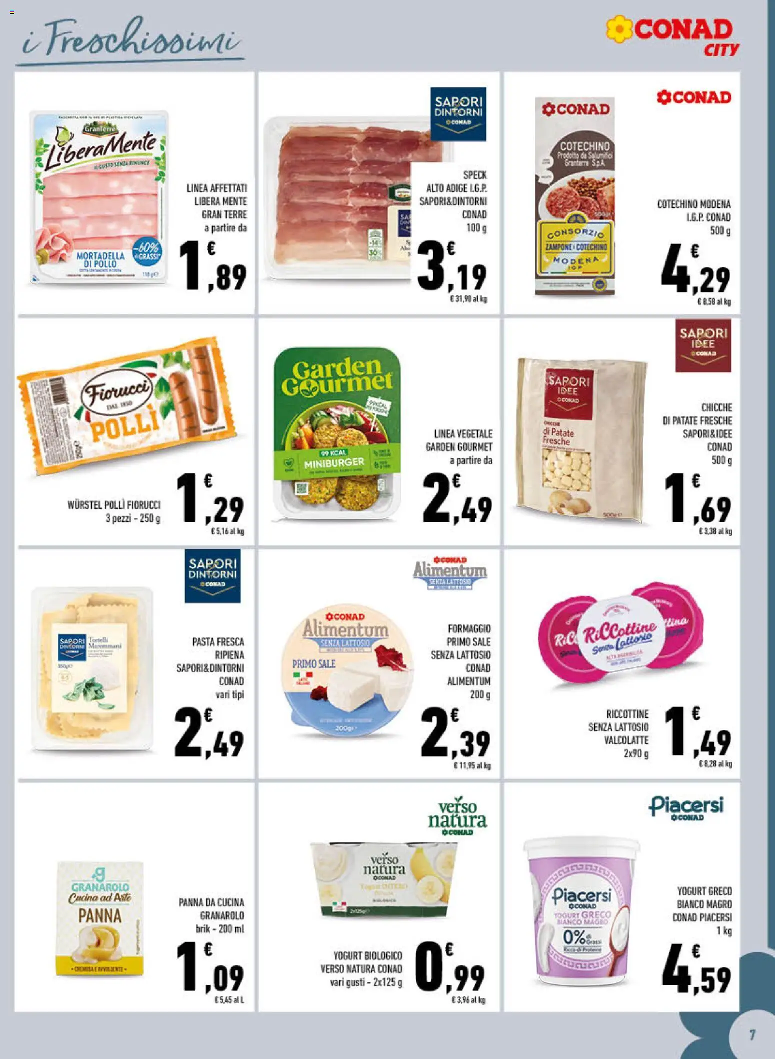 Volantino Conad del 19.11.2025 | Pagina: 7 | Prodotti: Speck, Pasta, Wurstel, Ricotta