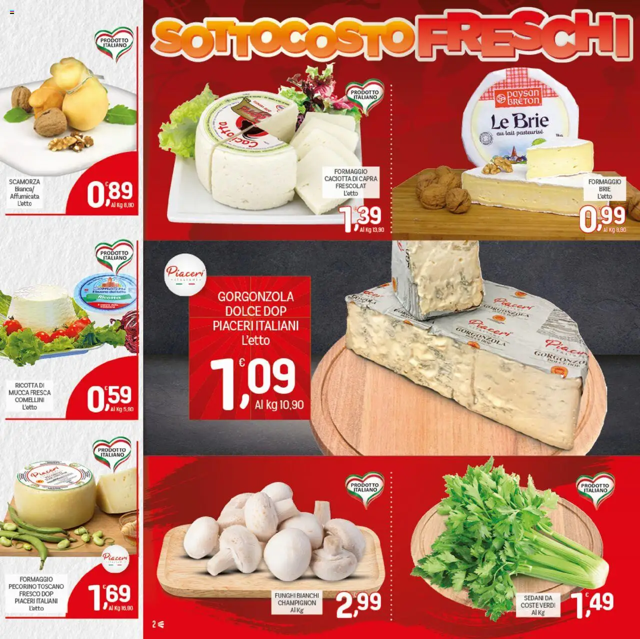 Volantino CRAI del 02.10.2025 | Pagina: 2 | Prodotti: Formaggio, Ricotta, Gorgonzola, Pecorino