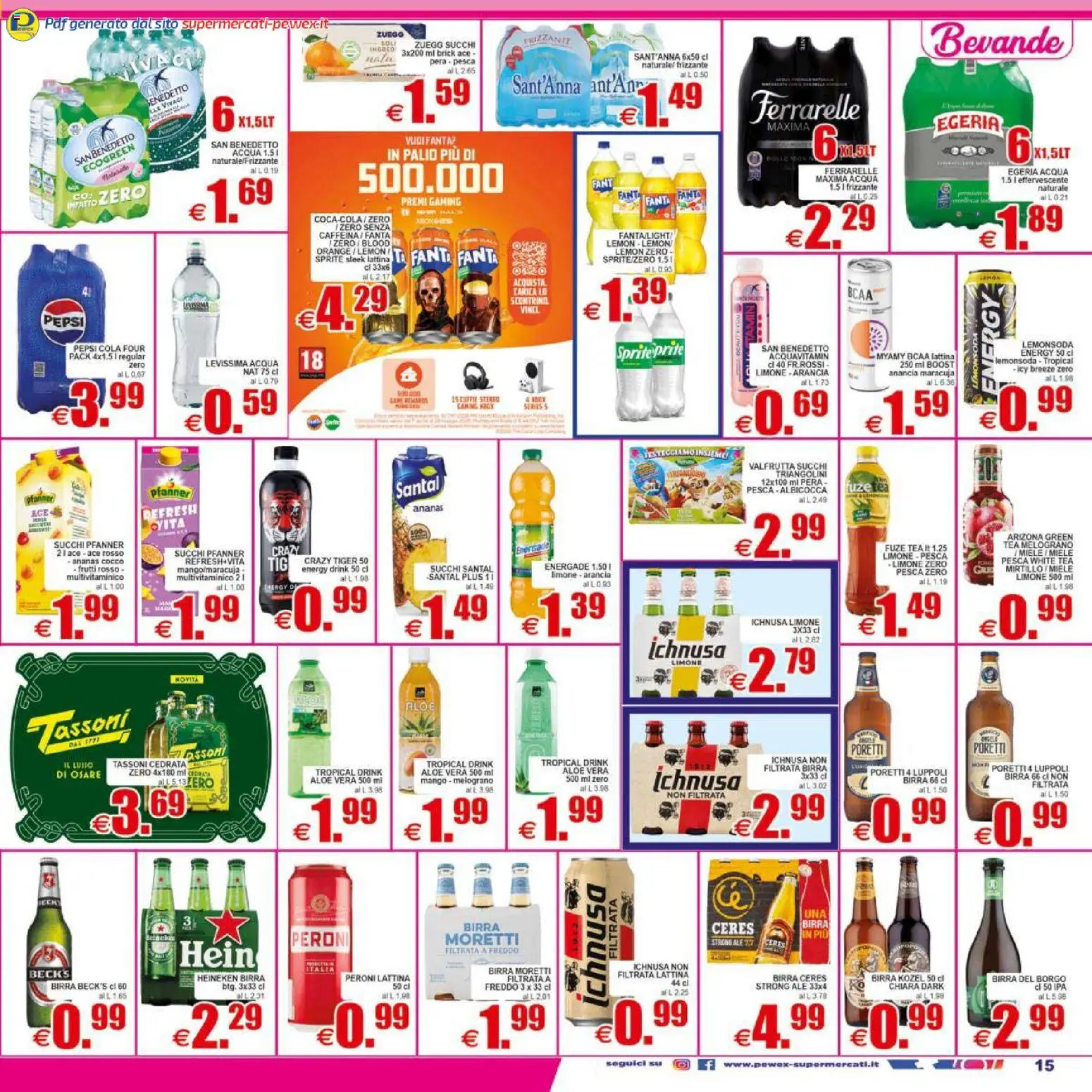 Volantino Pewex del 17.04.2026 | Pagina: 15 | Prodotti: Birra, Limone, Ceres, Pepsi