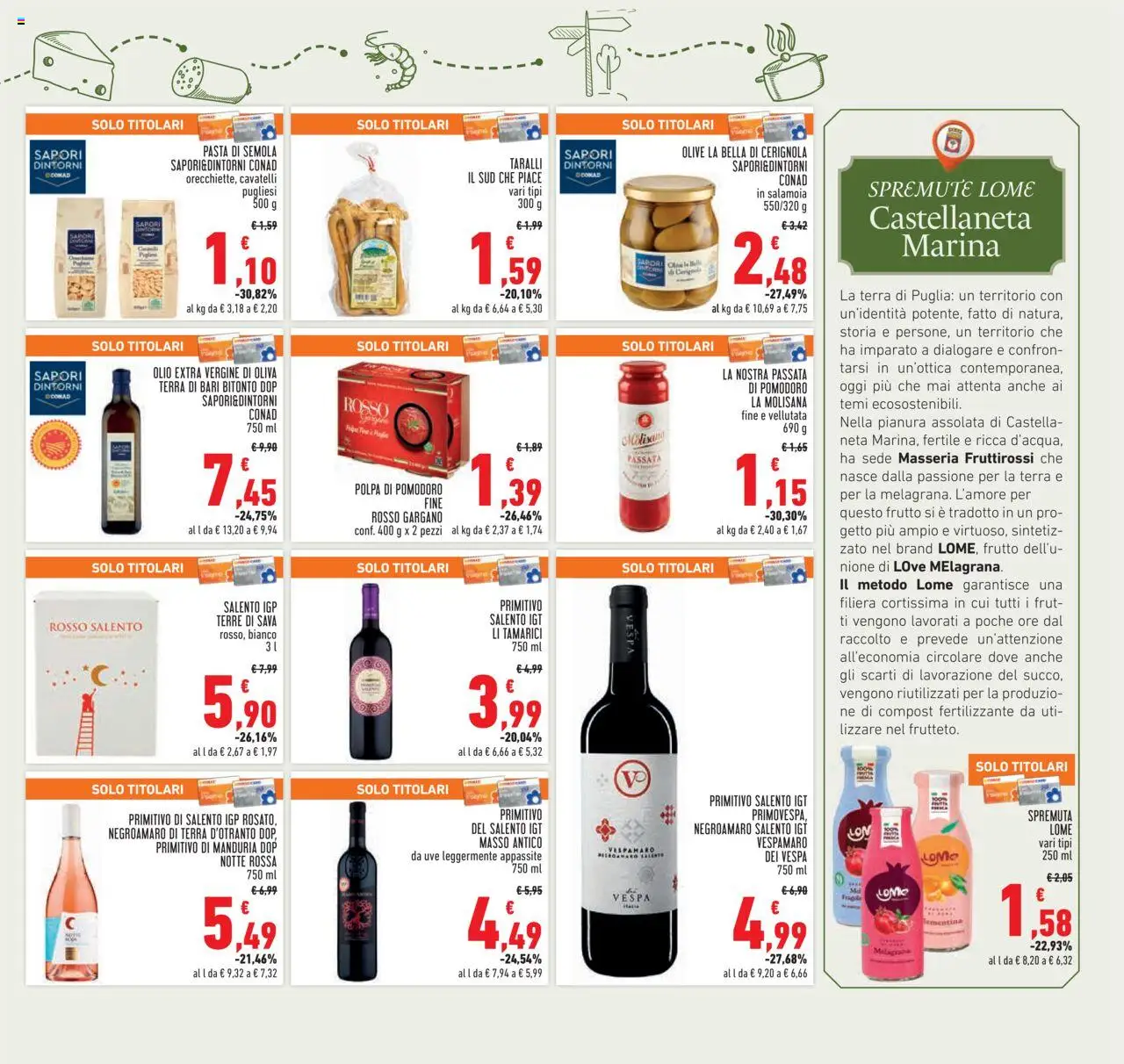 Volantino Conad del 28.08.2025 | Pagina: 15 | Prodotti: Pomodoro, Pasta, Taralli, Terra