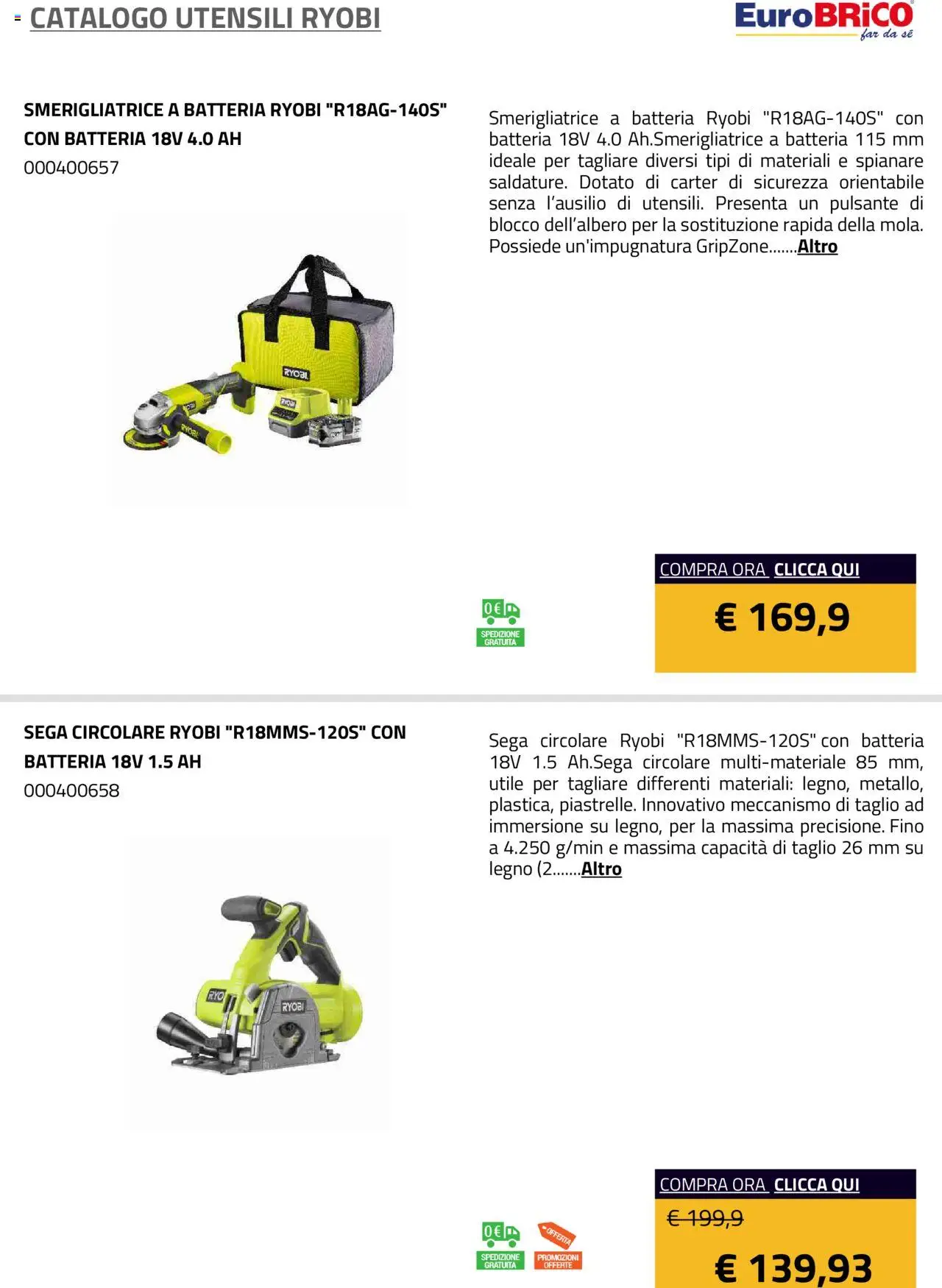 Volantino Eurobrico del 23.07.2025 | Pagina: 31 | Prodotti: Sega, Smerigliatrice, Batteria