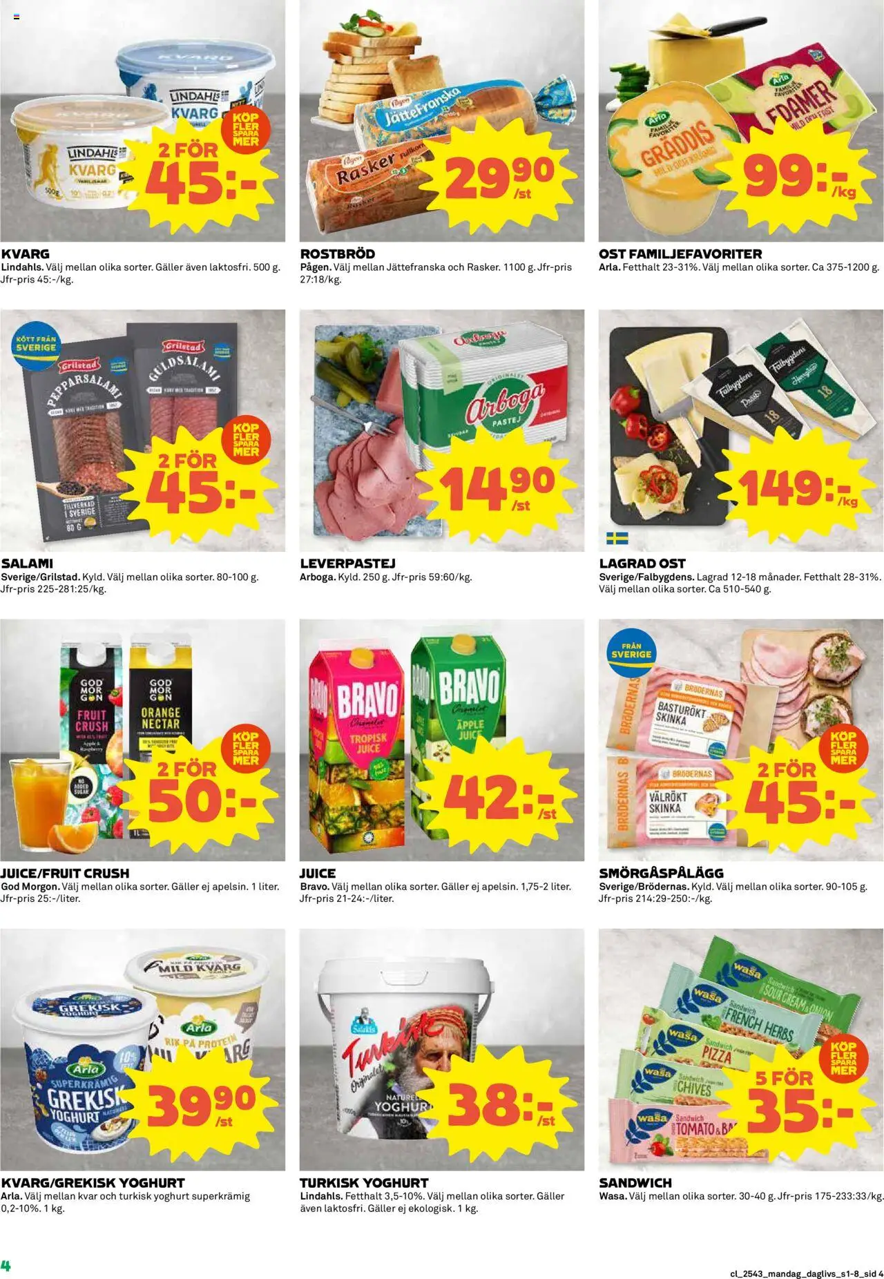 Coop Daglivs reklamblad aktuell från 20.10.2025 | Sida: 4 | Produkter: Galler, Leverpastej, Salami, Pizza