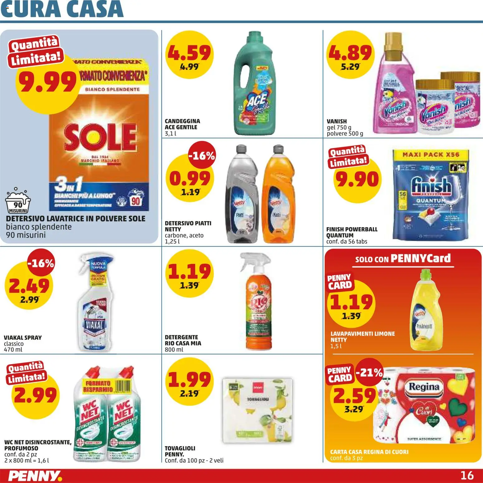 Volantino PENNY del 29.01.2026 | Pagina: 16 | Prodotti: Candeggina, Limone, Lavatrice, Aceto