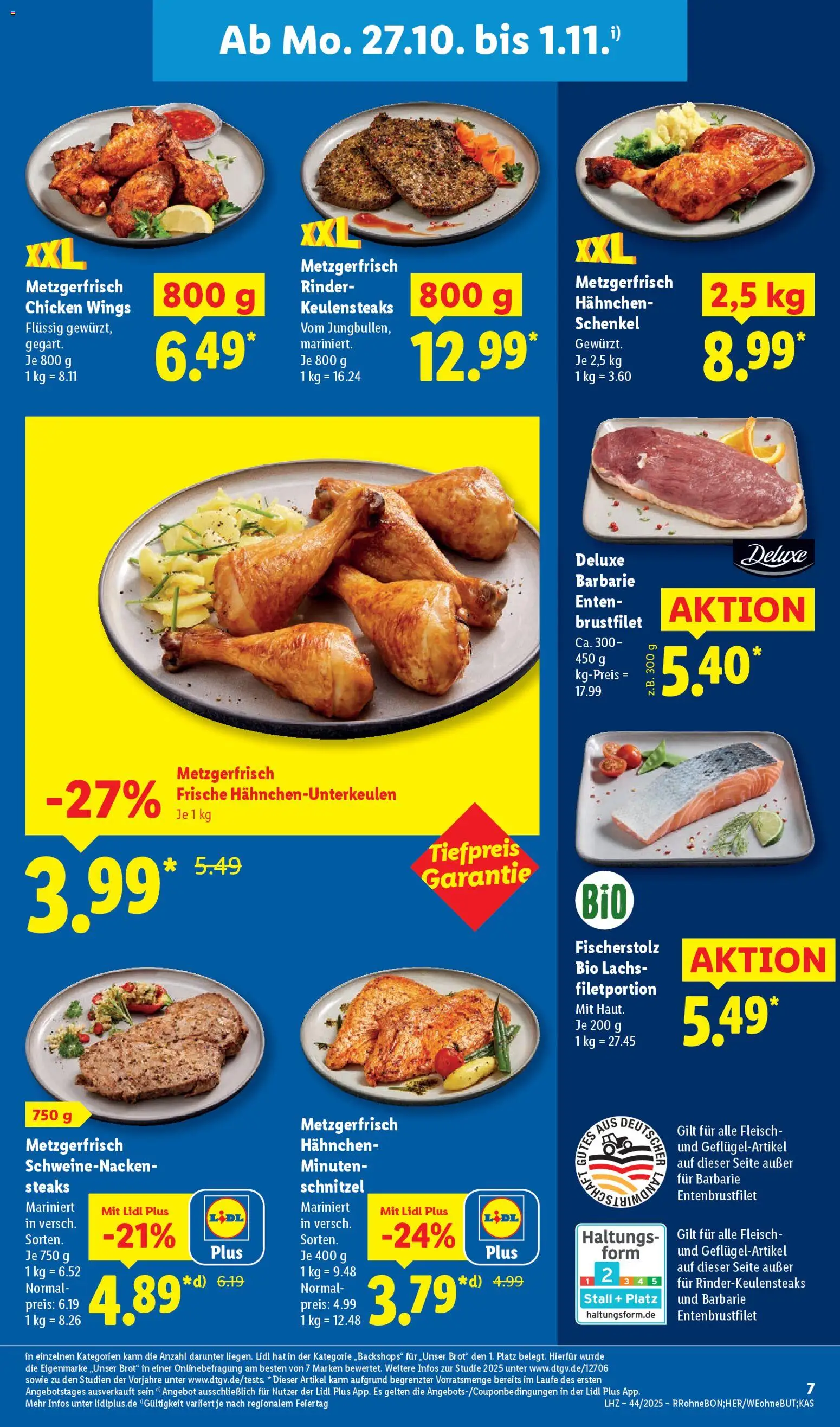 Lidl Prospekt Düsseldorf – gültig ab 27.10.2025 | Seite: 19 | Produkte: Hahnchen, Schweinenacken, Schnitzel, Brot
