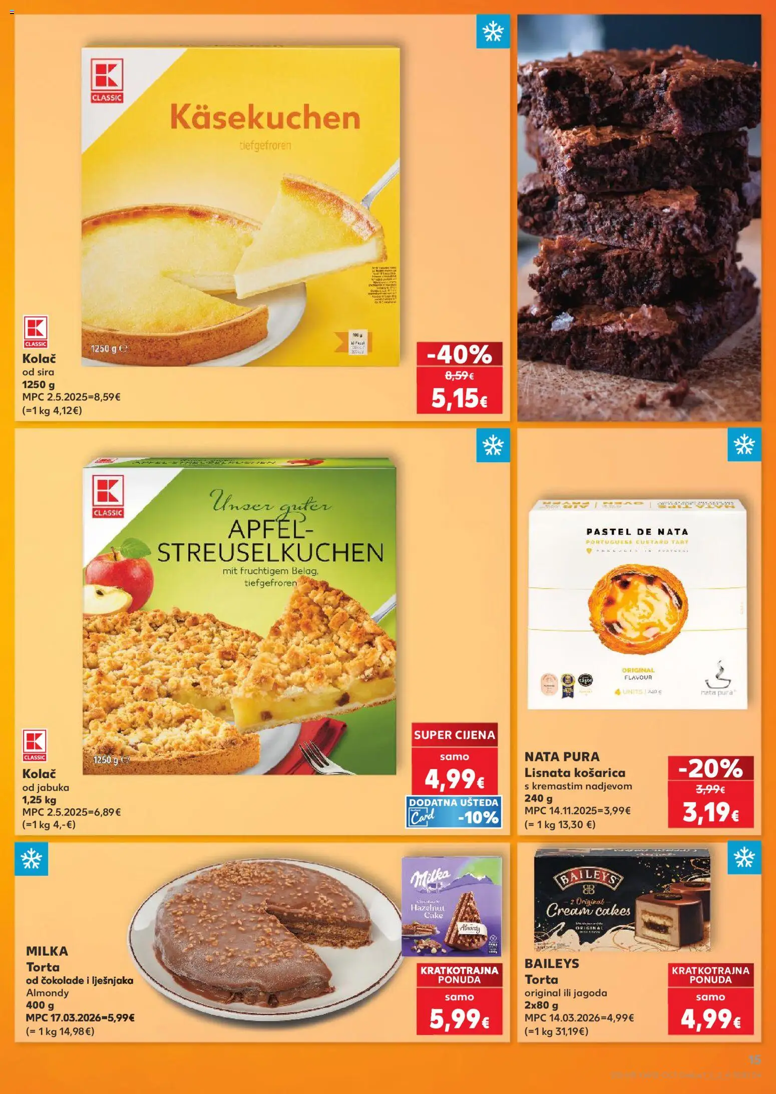 Kaufland katalog | vrijedi od 08.04.2026 | Stranica: 15 | Proizvodi: Baileys, Milka, Torta, Jabuka