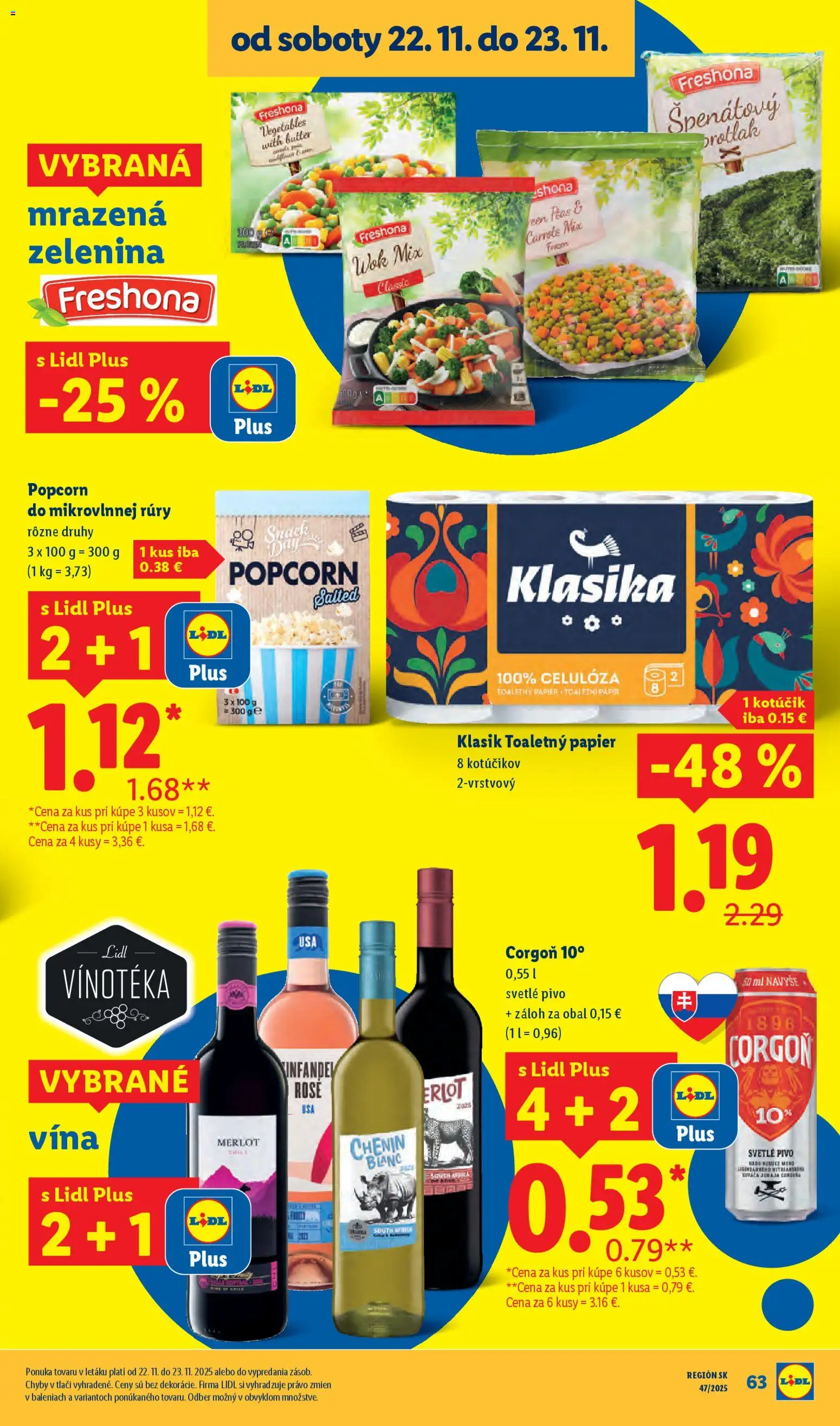 Nové Lidl akcie – leták je platný od 17.11.2025 | Strana: 97 | Produkty: Toaletný papier, Corgoň, Mrazená zelenina, Vinotéka