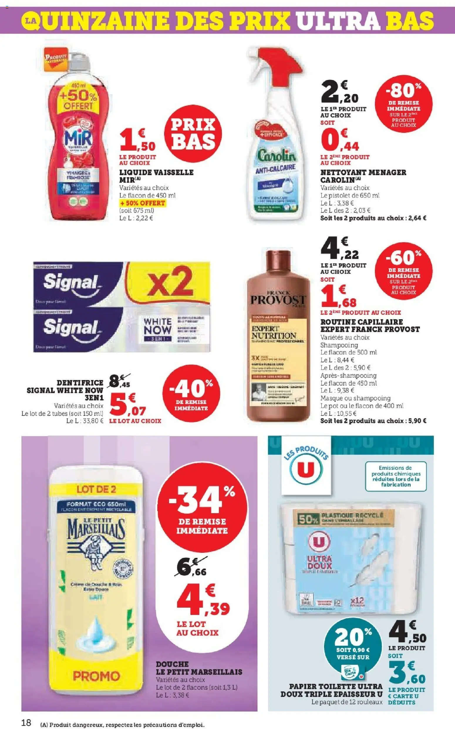 {H1} | Page: 18 | Produits: Papier toilette, Liquide vaisselle, Dentifrice, Douche