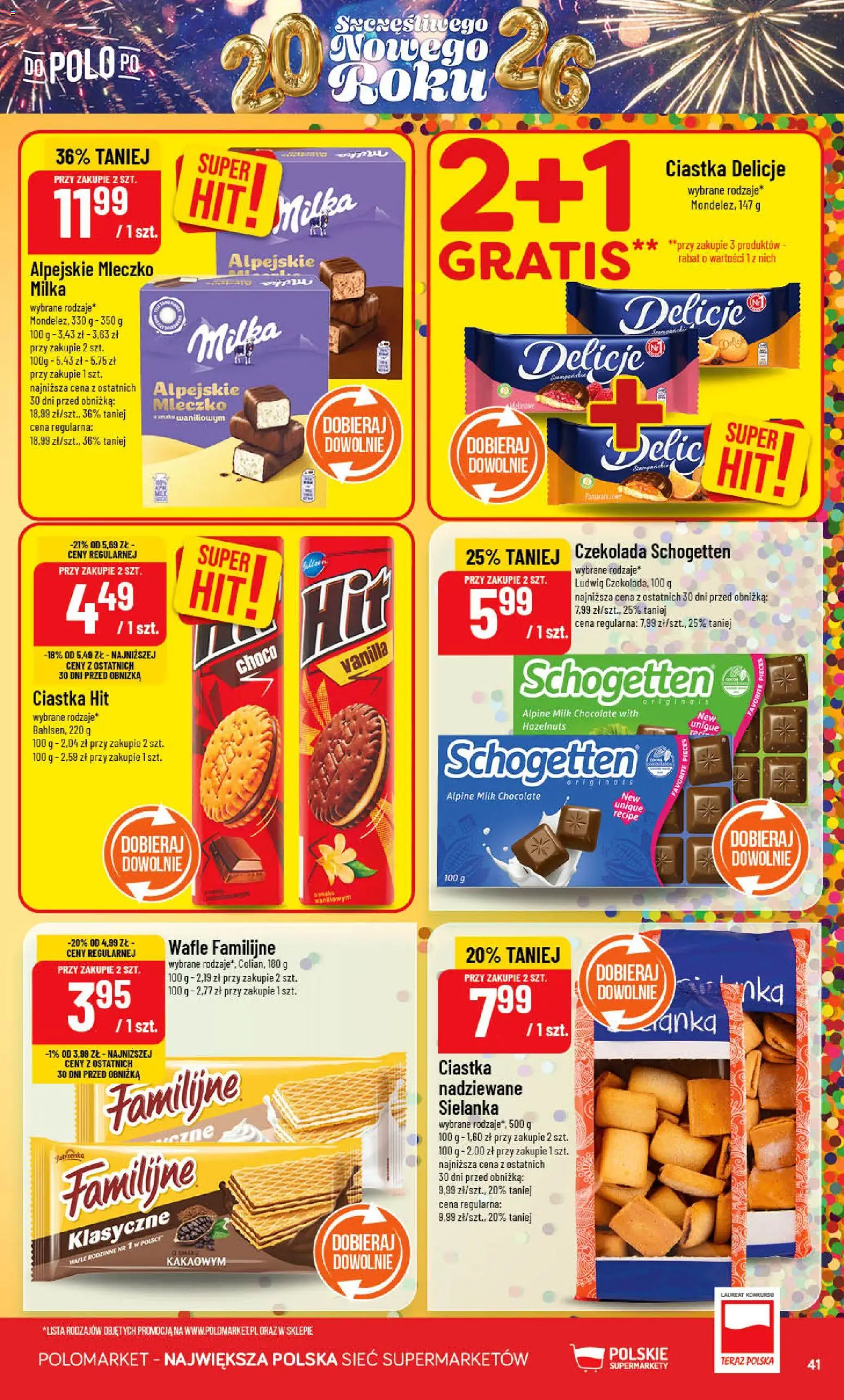 POLOmarket Gazetka od 27.12.2025 | Strona: 41 | Produkty: Wafle, Milka, Czekolada, Ciastka