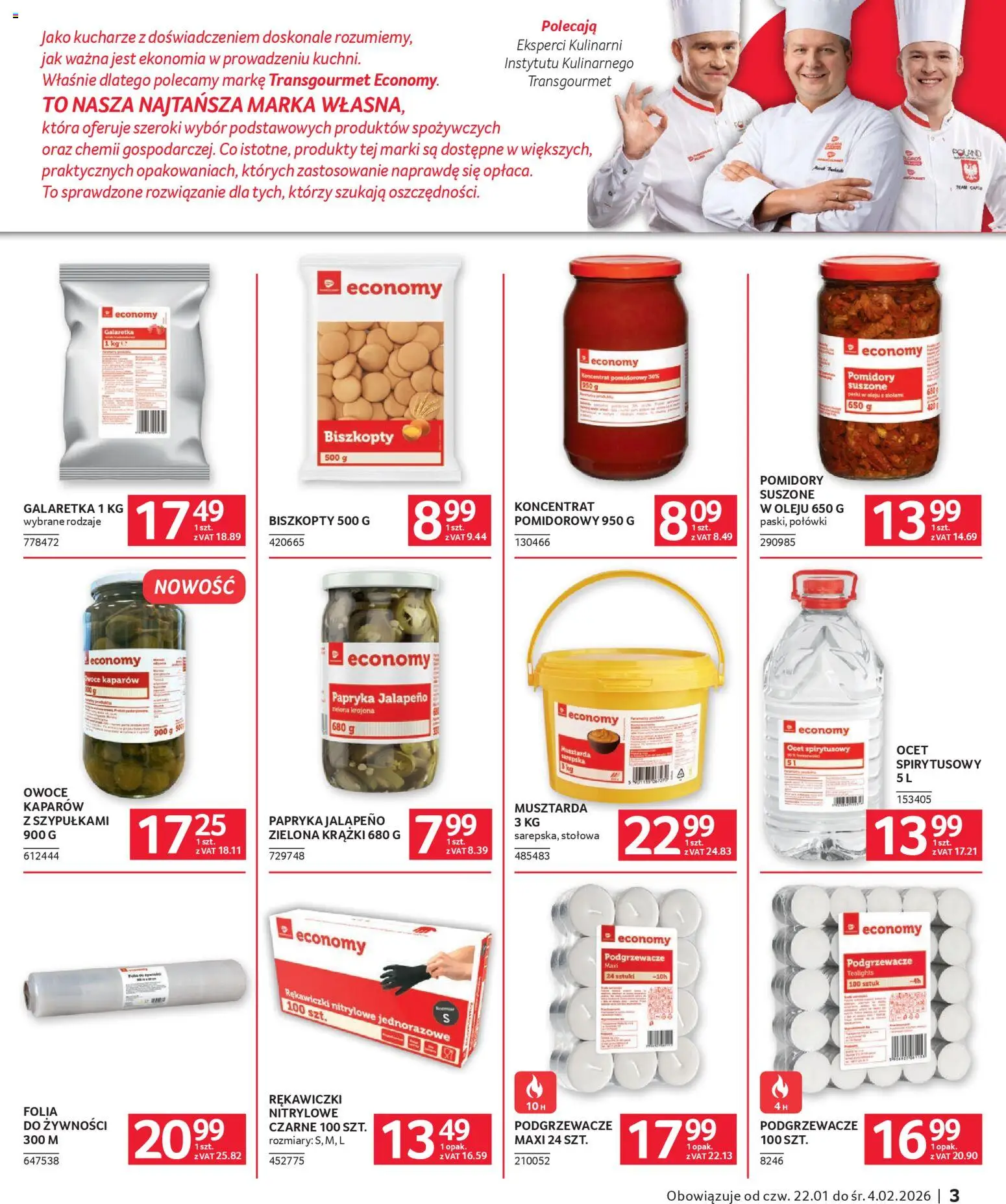 Selgros cash&carry Gazetka - Oferta dla gastronomii od 22.01.2026 | Strona: 3 | Produkty: Papryka jalapeno, Galaretka, Koncentrat pomidorowy, Pomidory