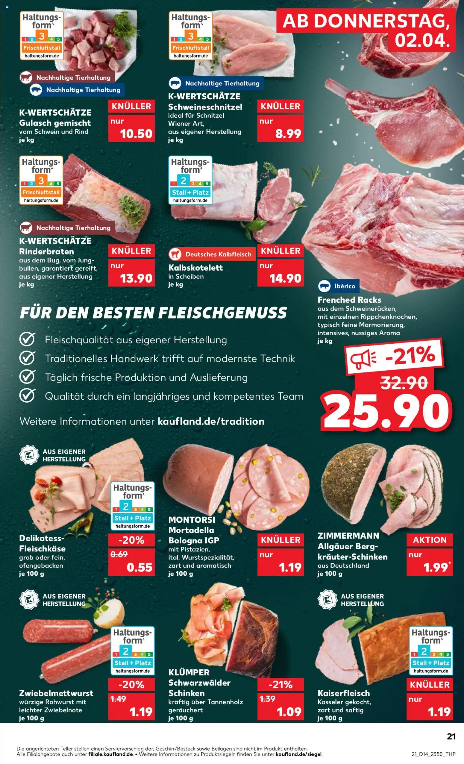 Kaufland Prospekt Völklingen	 – gültig ab 02.04.2026 | Seite: 21 | Produkte: Rinderbraten, Schnitzel, Gulasch, Schinken