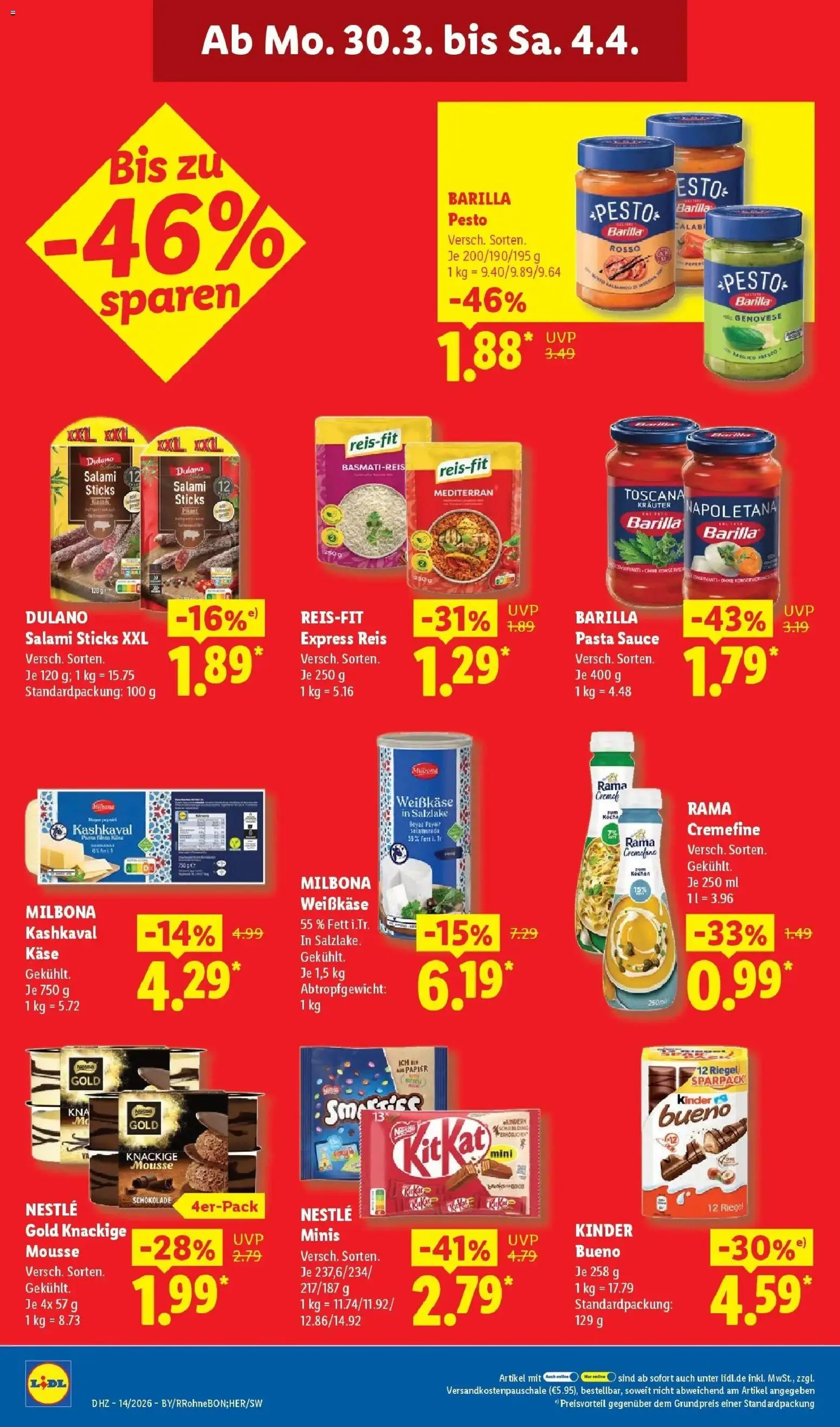Lidl Prospekt Bergisch Gladbach – gültig ab 30.03.2026 | Seite: 12 | Produkte: Schokolade, Tür, Pasta, Salami