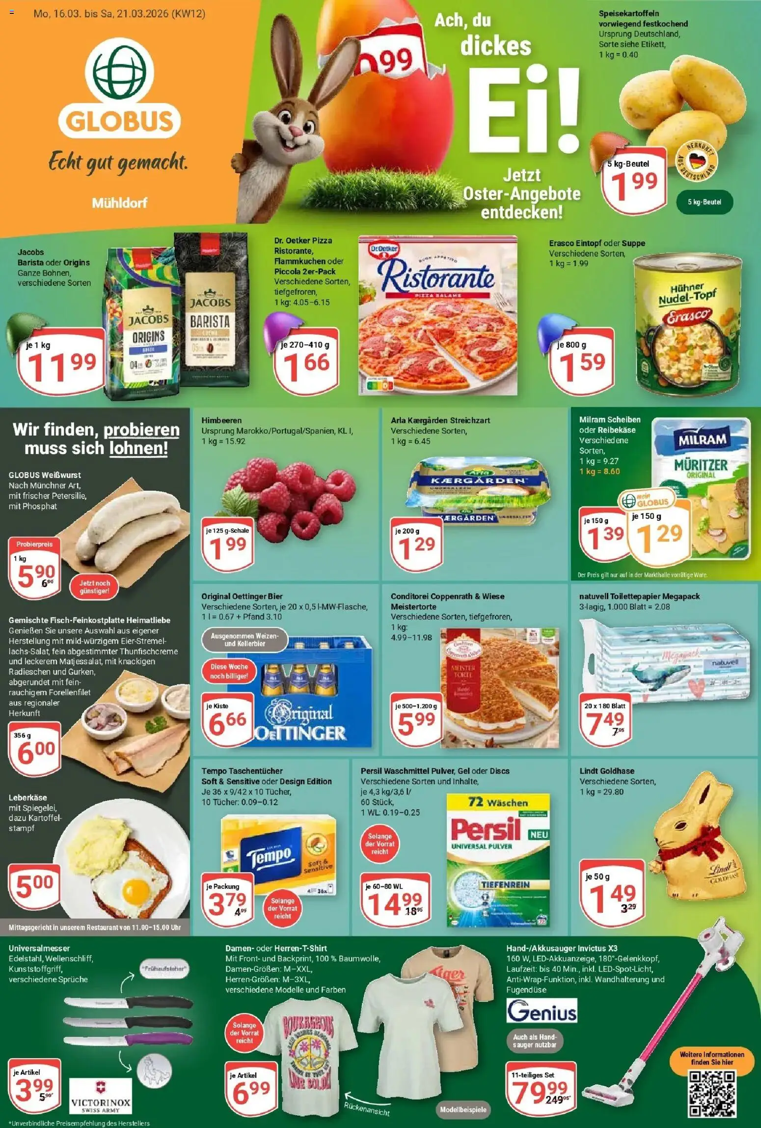 Globus prospekt Mühldorf	 – gültig ab 15.03.2026 | Seite: 1 | Produkte: Weißwurst, Oettinger, Persil, Leberkase