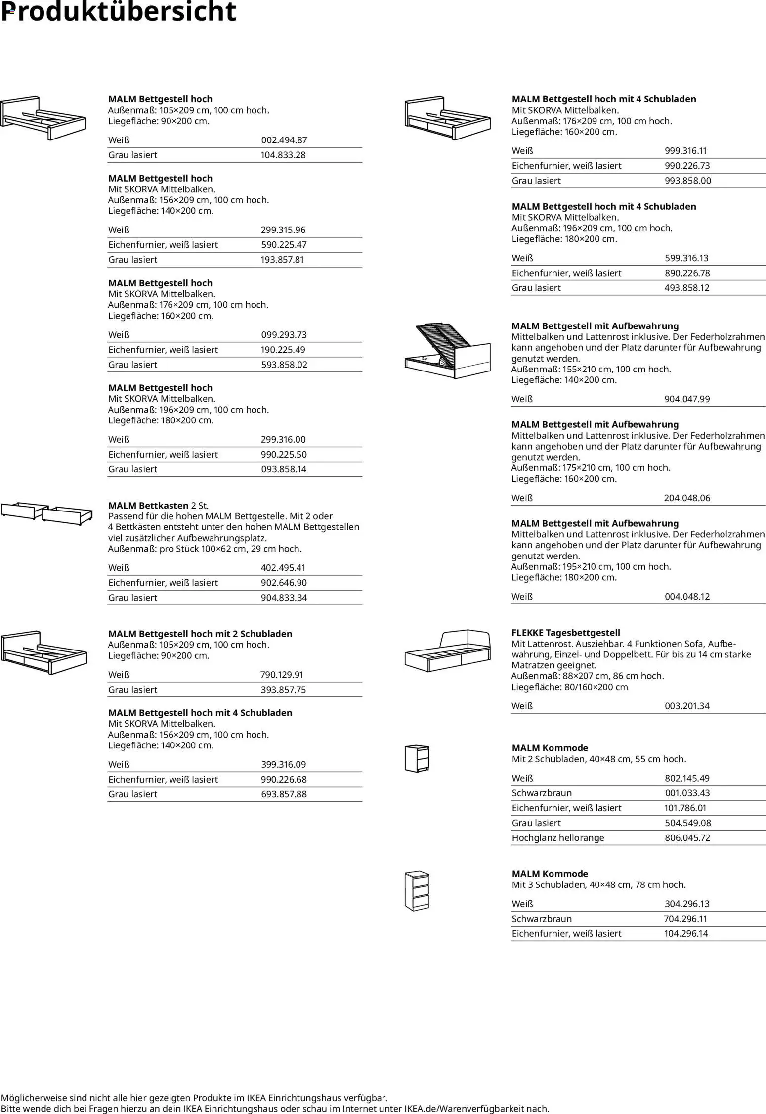 Ikea Schlafzimmerserie – gültig ab 02.01.2026 | Seite: 2 | Produkte: Kommode, Lattenrost
