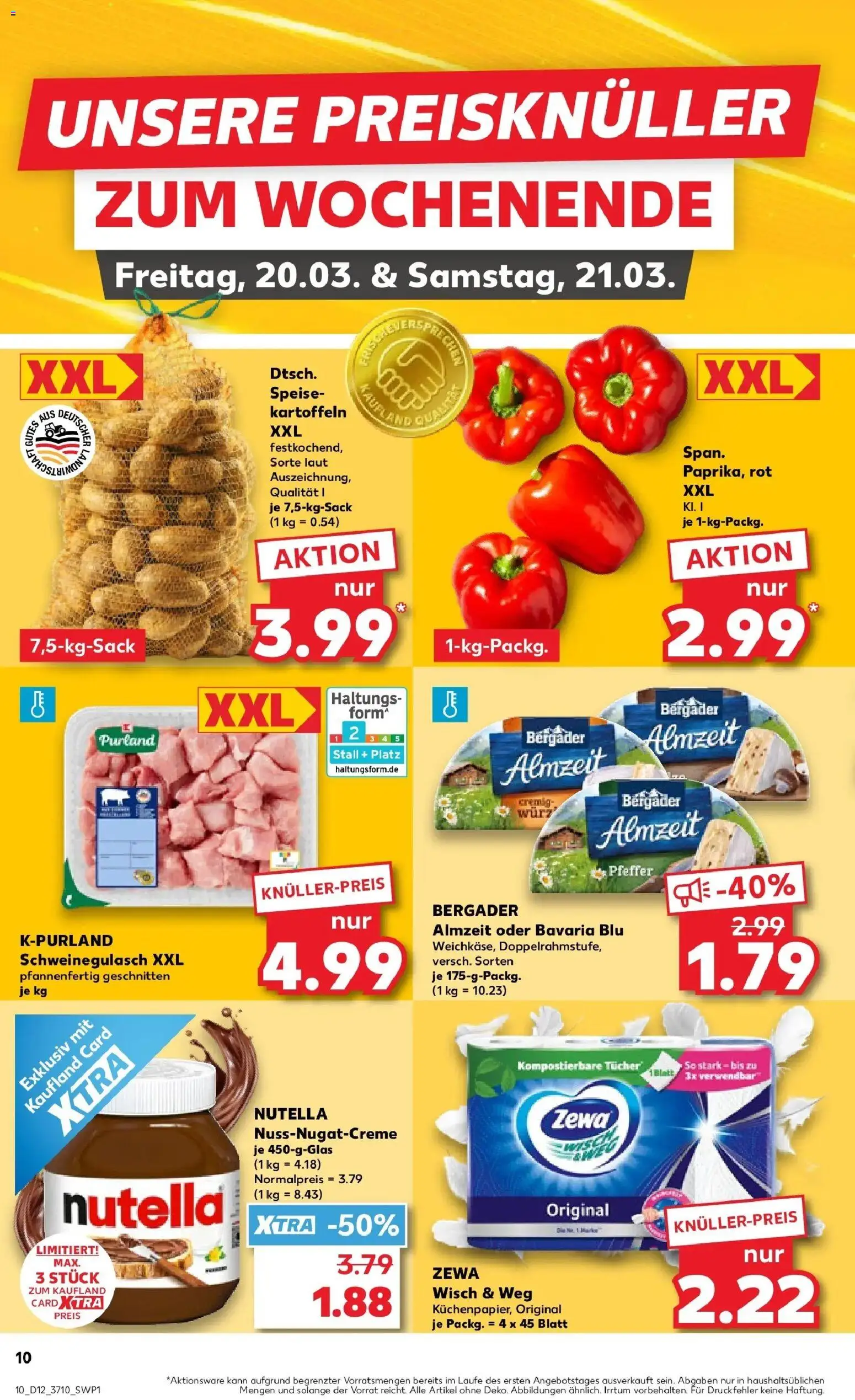 Kaufland Prospekt Rathenow	 – gültig ab 19.03.2026 | Seite: 10 | Produkte: Schweinegulasch, Zewa, Kartoffeln, Pfeffer