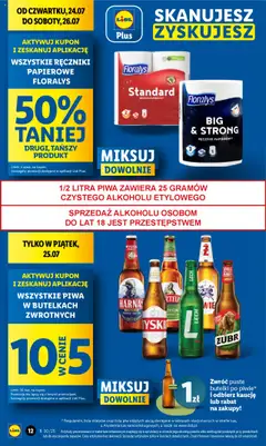 Lidl Gazetka od 24.07.2025 | Strona: 12 | Produkty: Ręczniki papierowe, Harnaś, Piwo, Ręcznik papierowy