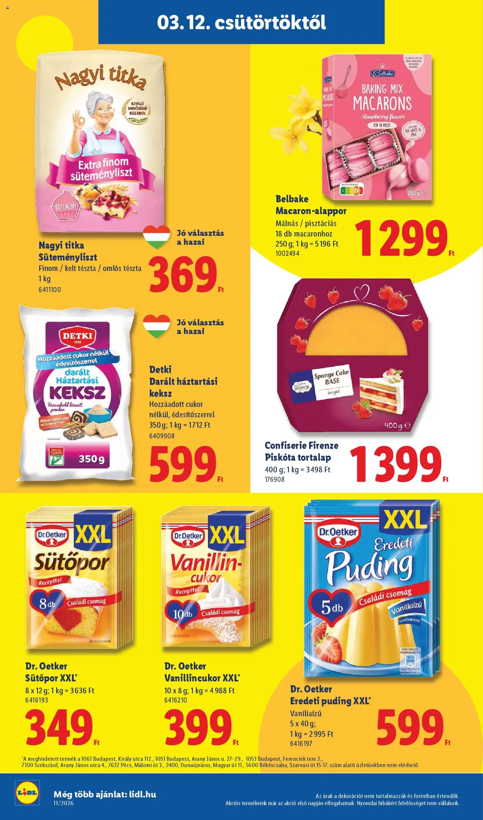 Lidl akciós ujság - amely érvényes a következő dátumtól: 12.03.2026 | Oldal: 20 | Termékek: Puding, Piskóta, Vanillincukor, Sütemény