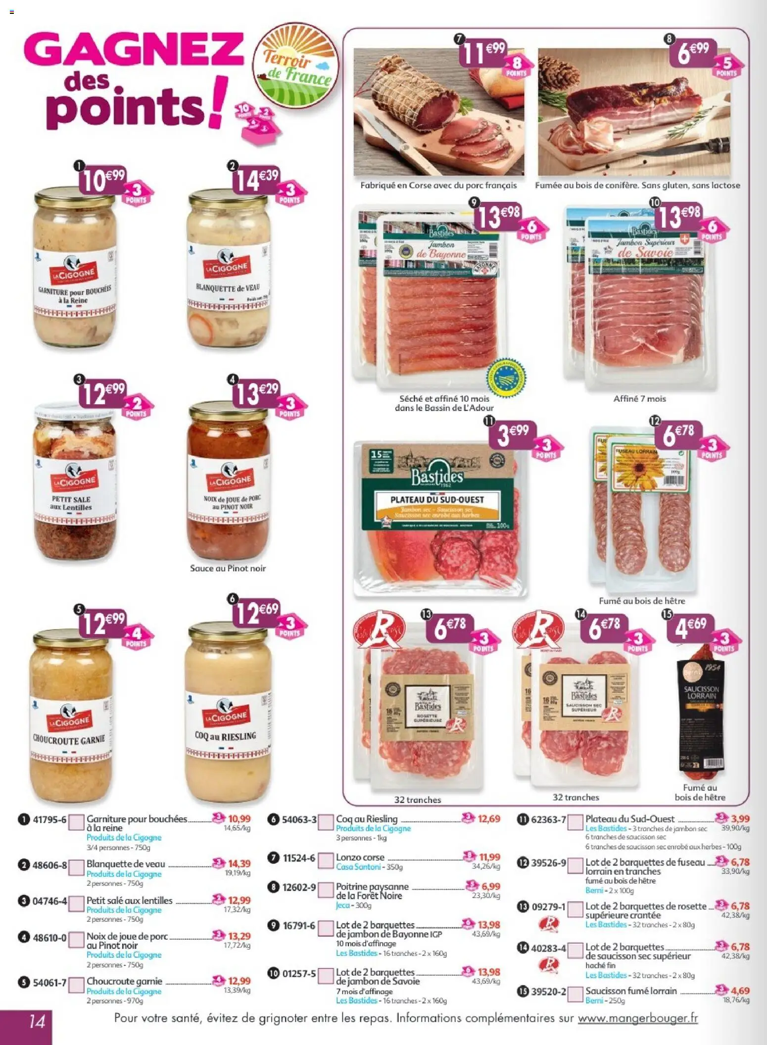 {H1} | Page: 14 | Produits: Jambon, Saucisse, Porc, Noix