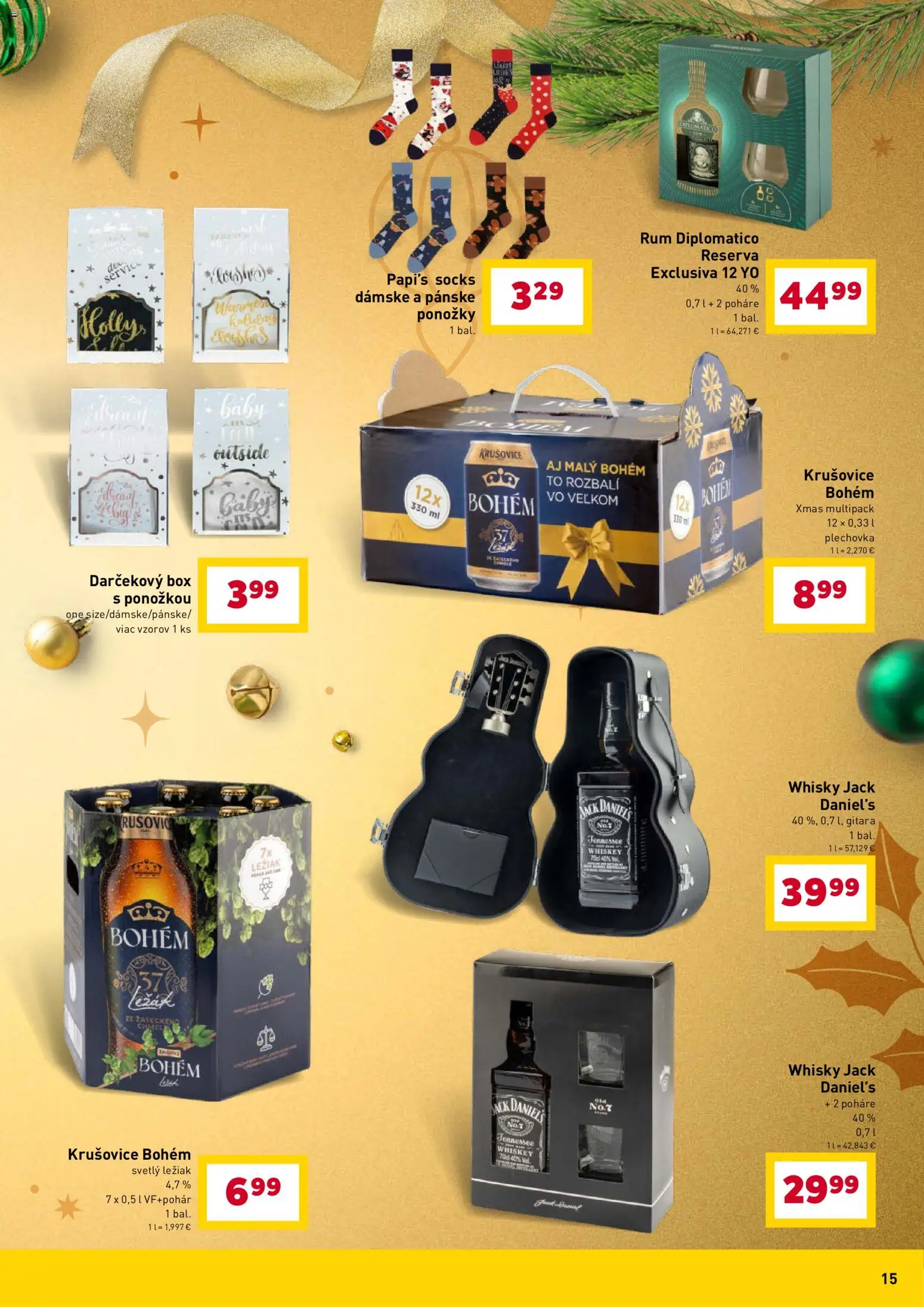 Nové Billa akcie – leták je platný od 12.12.2025 | Strana: 15 | Produkty: Diplomatico, Whisky, Rum, Jack Daniel's