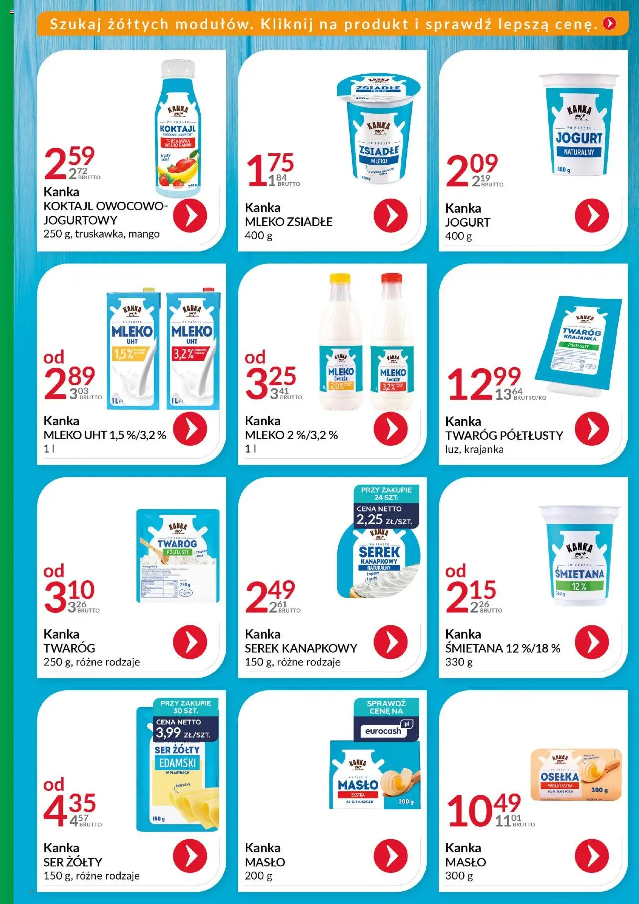 Eurocash Gazetka - Katalog Artykułów Spożywczych od 21.09.2025 | Strona: 4 | Produkty: Serek kanapkowy, Ser żółty, Osełka, Twaróg półtłusty