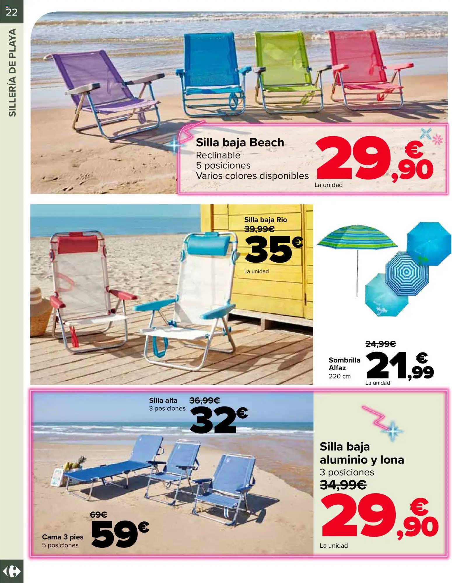 Carrefour Jardin │ válido desde el 13.03.2026 | Página: 22 | Productos: Sombrilla, Cama, Silla