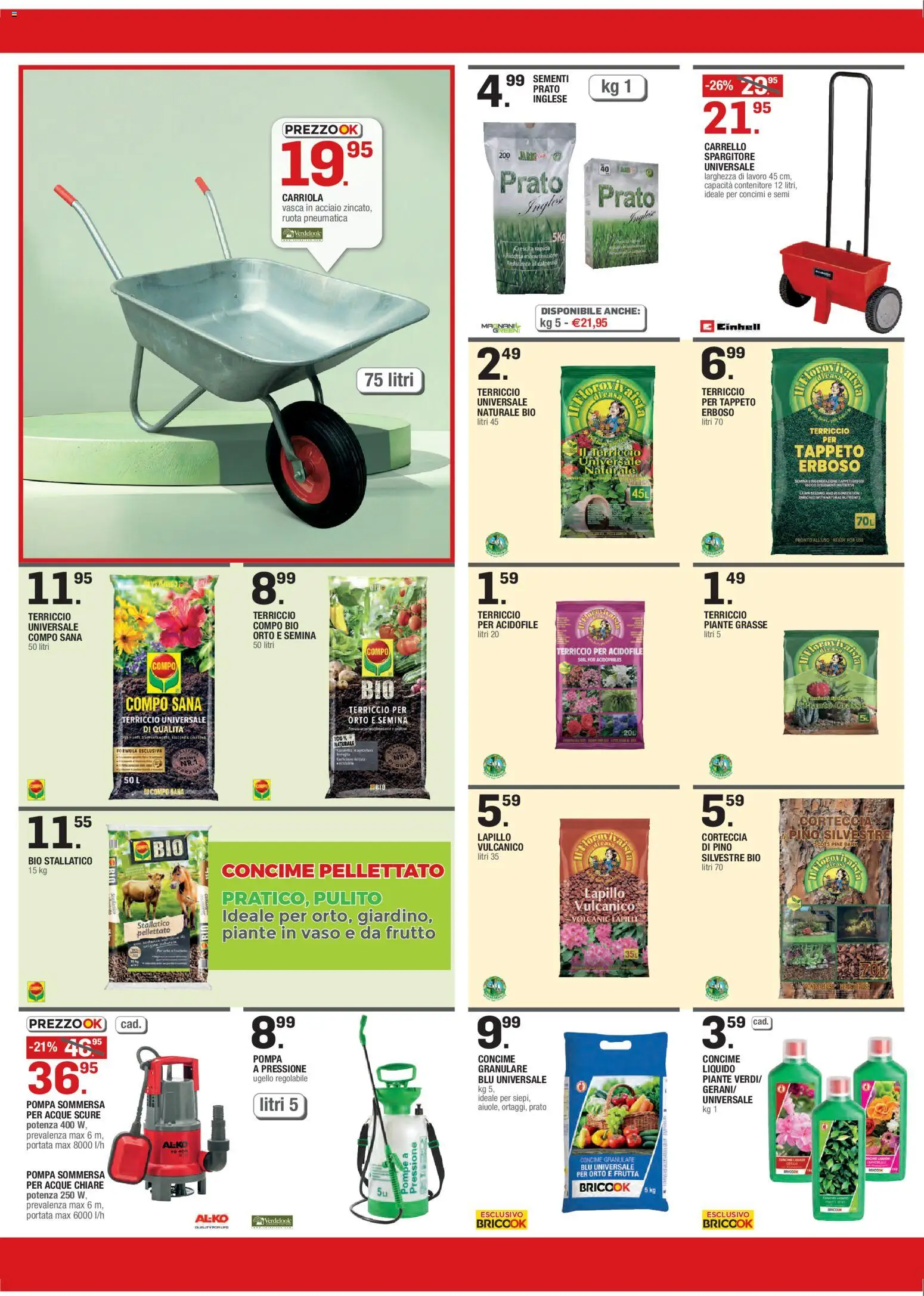 Volantino Brico OK del 05.03.2026 | Pagina: 4 | Prodotti: Frutta, Carriola, Contenitore, Vaso