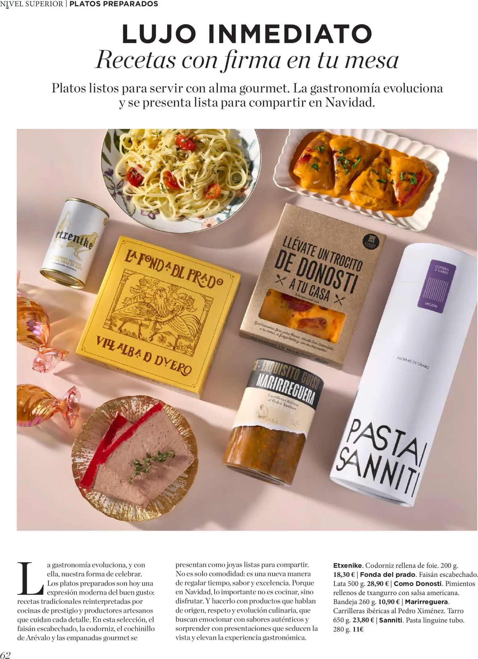 El Corte Inglés ofertas │ válido desde el 19.11.2025 | Página: 62 | Productos: Pasta, Bandeja, Mesa