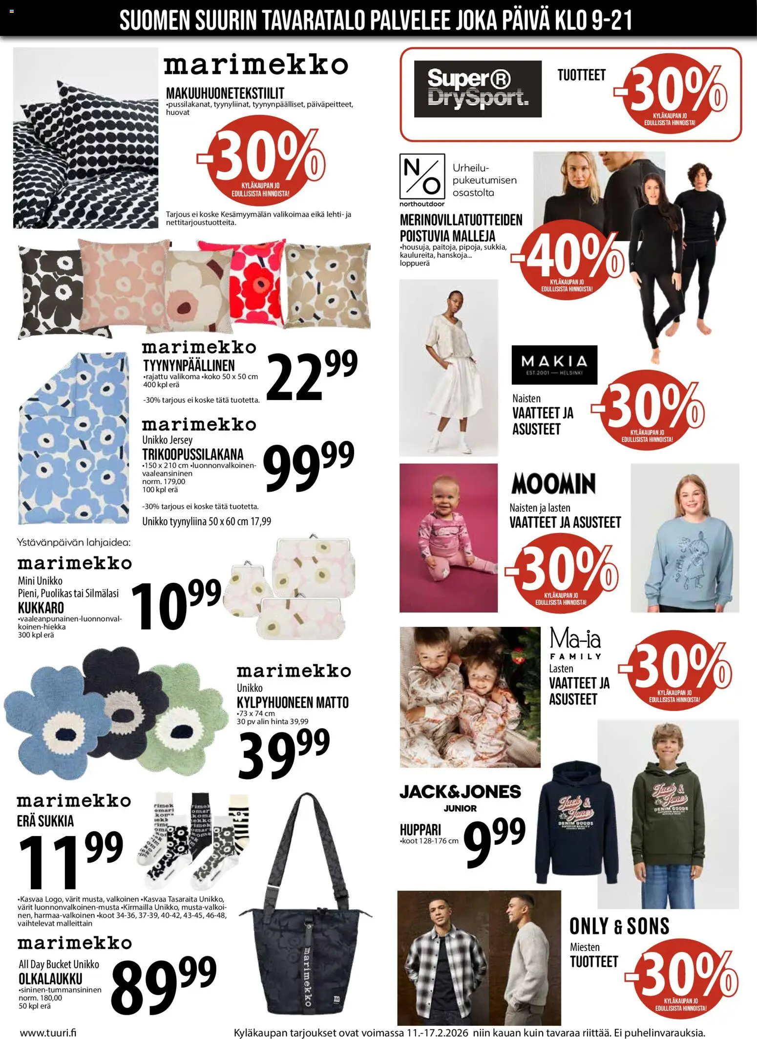 Tuuri tarjoukset – voimassa 11.02.2026 alkaen | Sivu: 3 | Tuotteet: Vaatteet, Kukkaro, Kylpyhuoneen matto, Tyynyliina