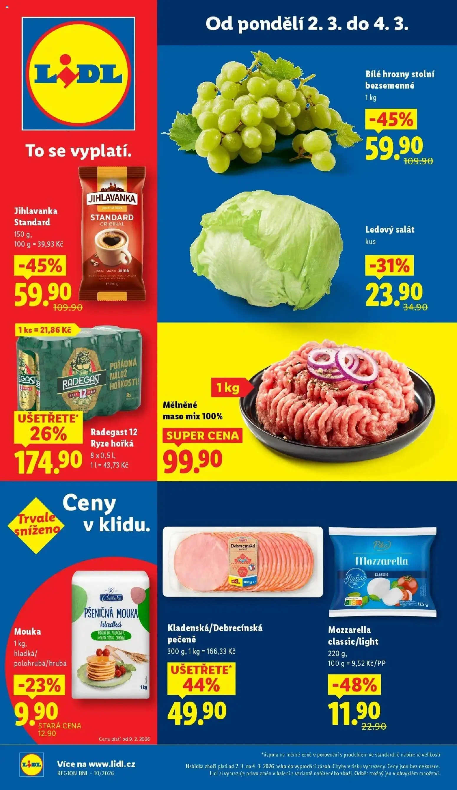 Lidl aktuální leták od 02.03.2026 | Strana: 1 | Produkty: Káva, Jihlavanka, Cukroví, Hrozny