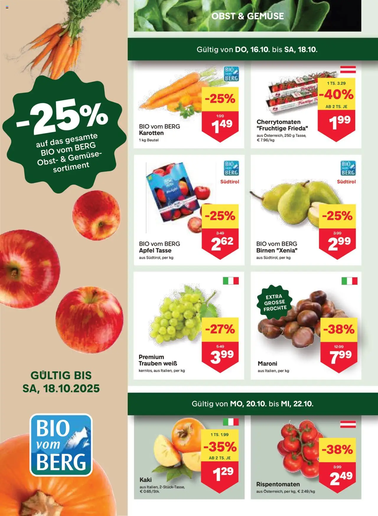 MPREIS Hohenems gültig ab 16.10.2025 | Seite: 2 | Produkte: Gemüse, Obst, Kaki, Äpfel