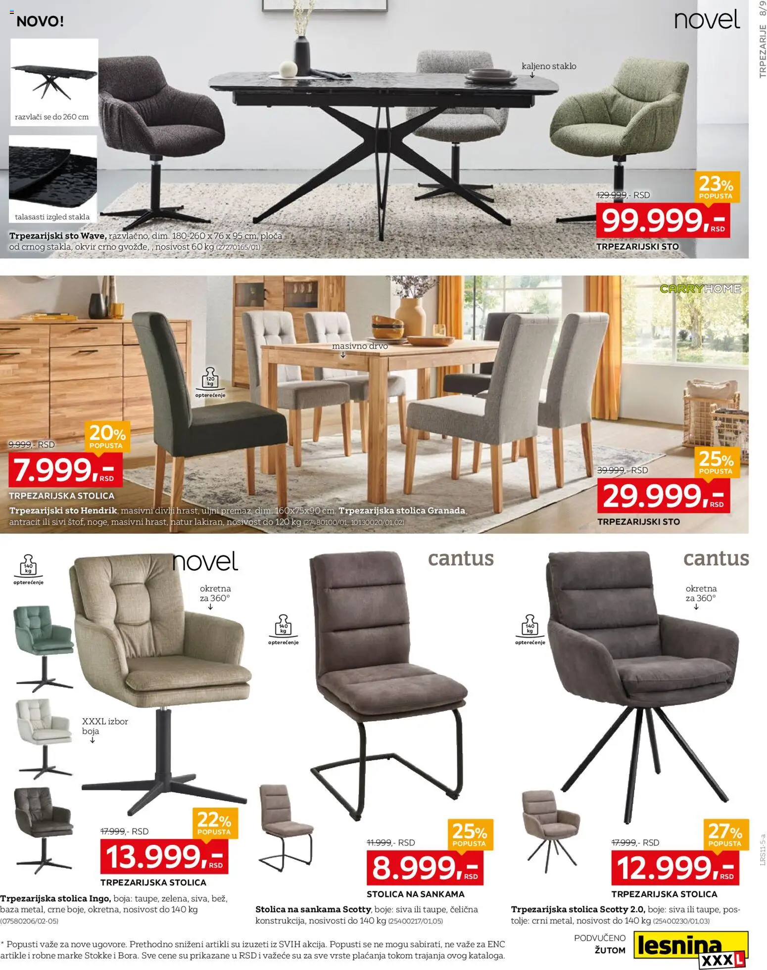 Lesnina XXXL katalog - važi od 27.10.2025 | Strana: 9 | Proizvode: Sto, Stolica, Trpezarijski sto