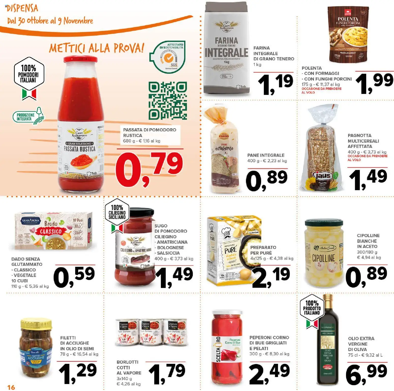 Volantino Todis del 30.10.2025 | Pagina: 16 | Prodotti: Passata di pomodoro, Forno, Sugo, Cipolline