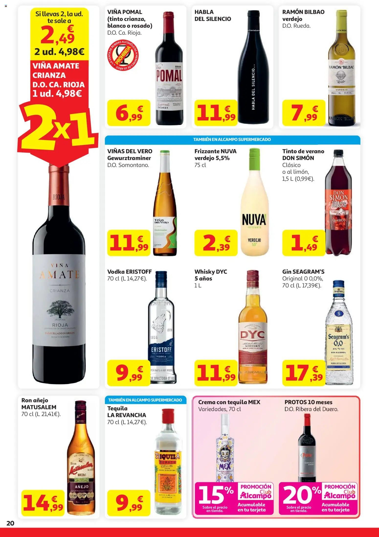 Alcampo HG Unico │ válido desde el 21.04.2026 | Página: 20 | Productos: Ron, Crema, Té, Whisky
