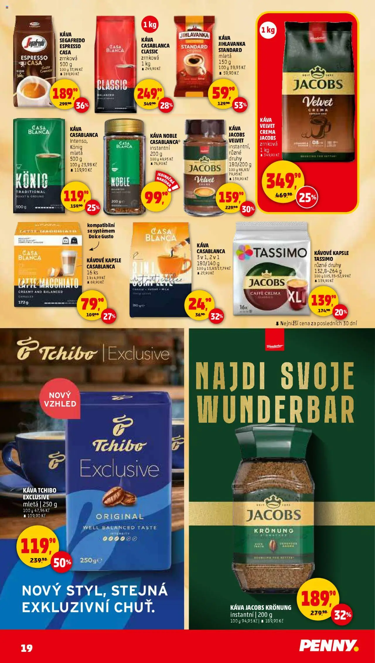 Penny Market leták - Čtvrtečník od 23.10.2025 | Strana: 19 | Produkty: Tassimo, Káva, Kávové kapsle, Jacobs Kronung