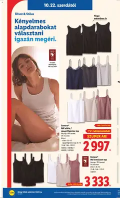 Esmara® Női atléta / spagettipántos top, Anyaga: 95% pamut, 5% elasztán, Méret: atléta: 36-58 - spagettipántos top: 36-46 /3 db; 1 db = 999 Ft - amely érvényes a következő dátumtól: 22.10.2025 | Oldal: 26 | Termékek: Atléta