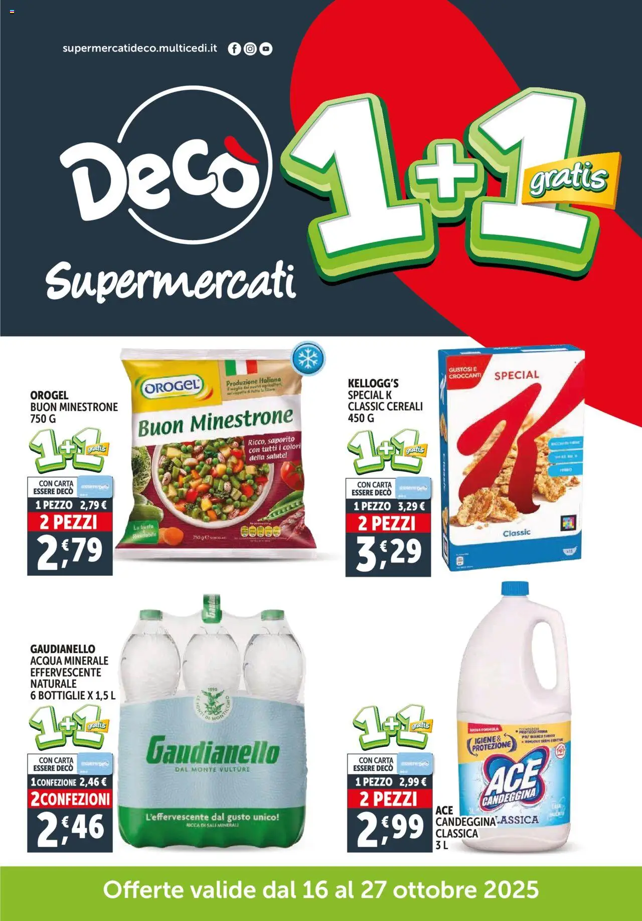 Volantino Decò del 16.10.2025 | Pagina: 1 | Prodotti: Minestrone, Candeggina, Acqua, Acqua minerale