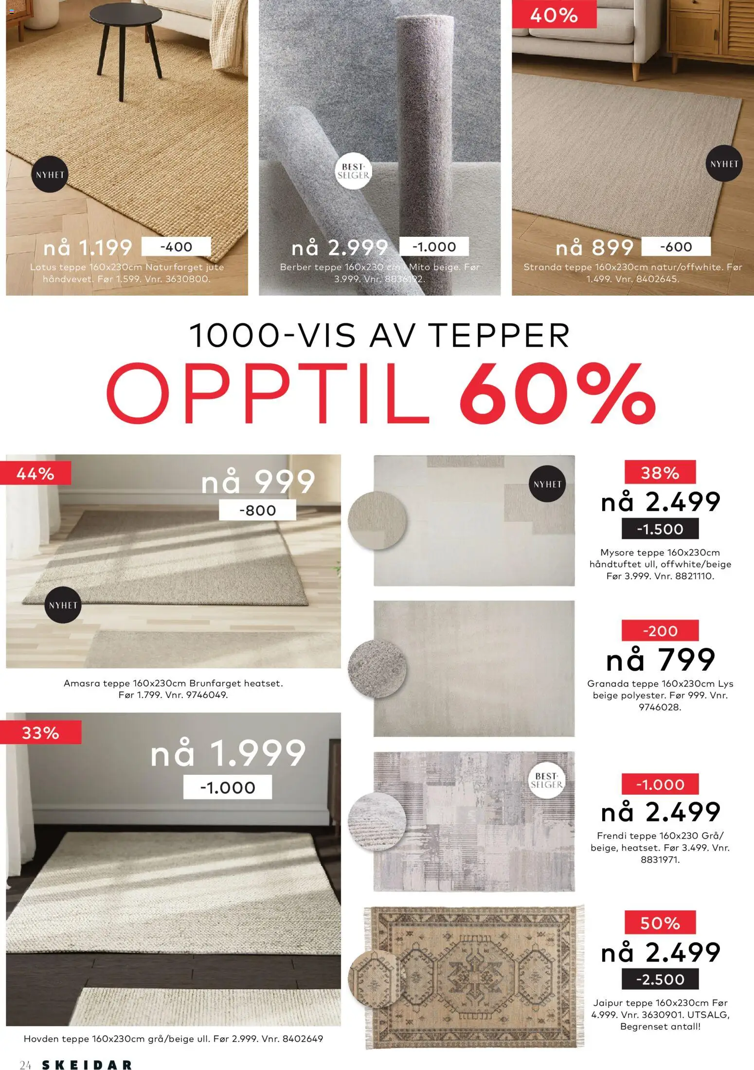 {H1} | Side: 24 | Produkter: Lys, Sparris, Teppe