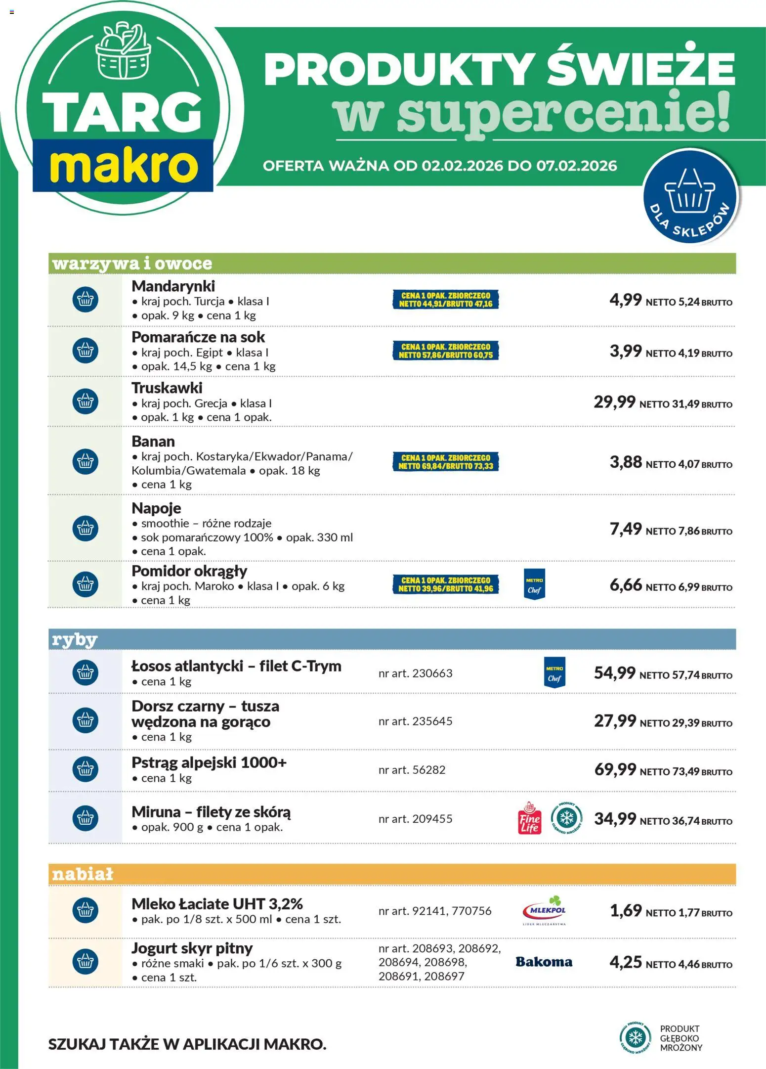 Makro Gazetka - Oferta świeża w super cenach od 02.02.2026 | Strona: 6 | Produkty: Mleko, Pomarańcze, Banan, Truskawki