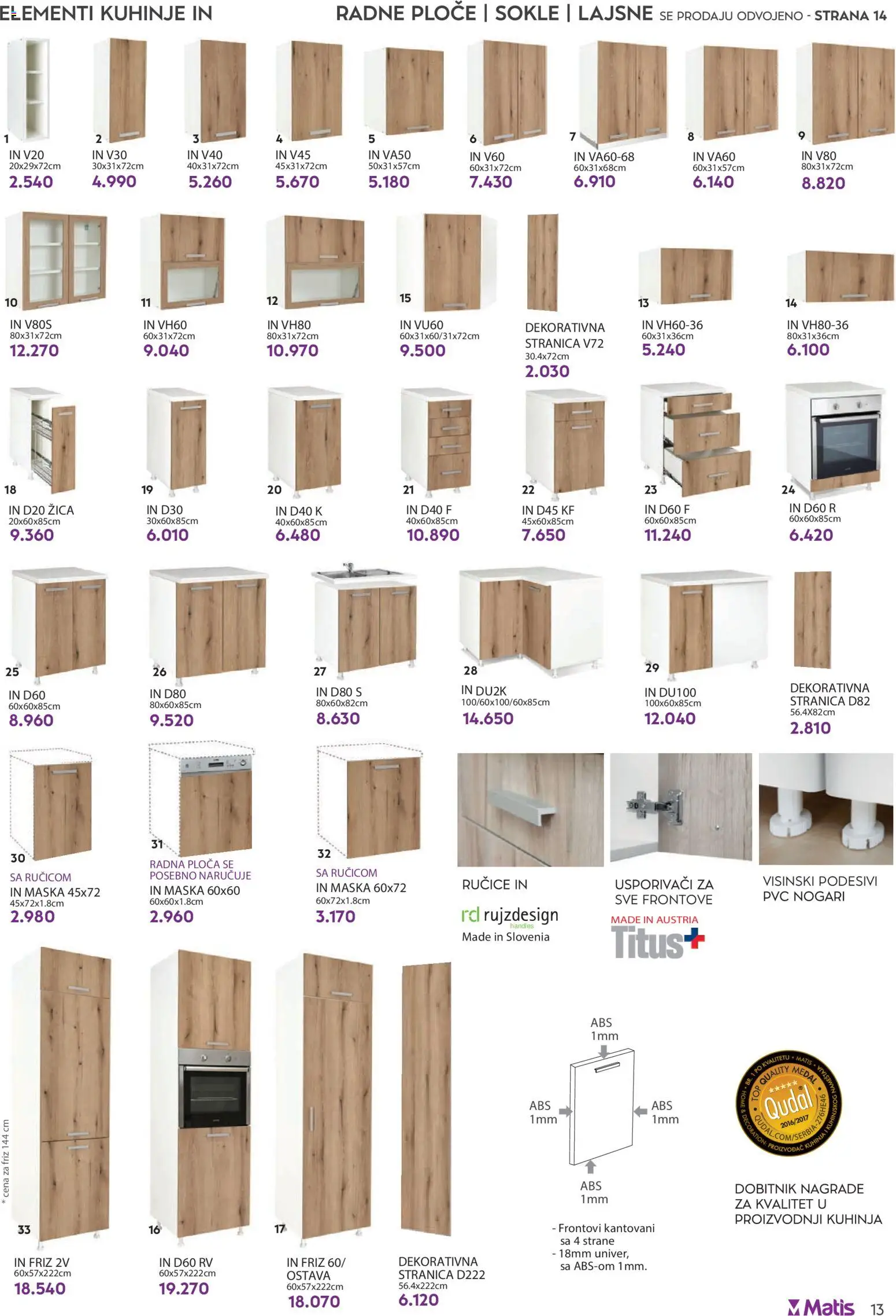 Matis katalog - važi od 01.01.2026 | Strana: 13 | Proizvode: Kuhinja, Radna ploča, Maska