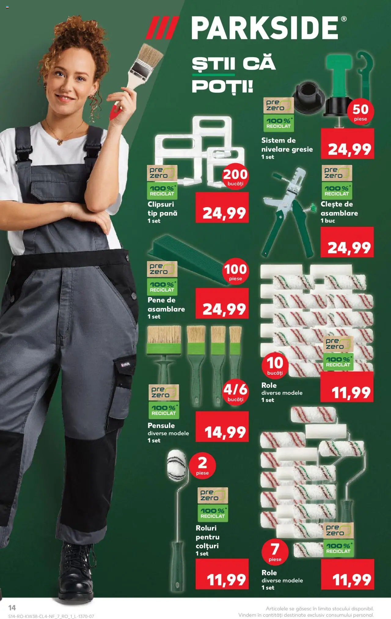 Noul catalog Kaufland – valabil de la 17.09.2025 | Pagină: 14 | Produse: Clește, Gresie, Role